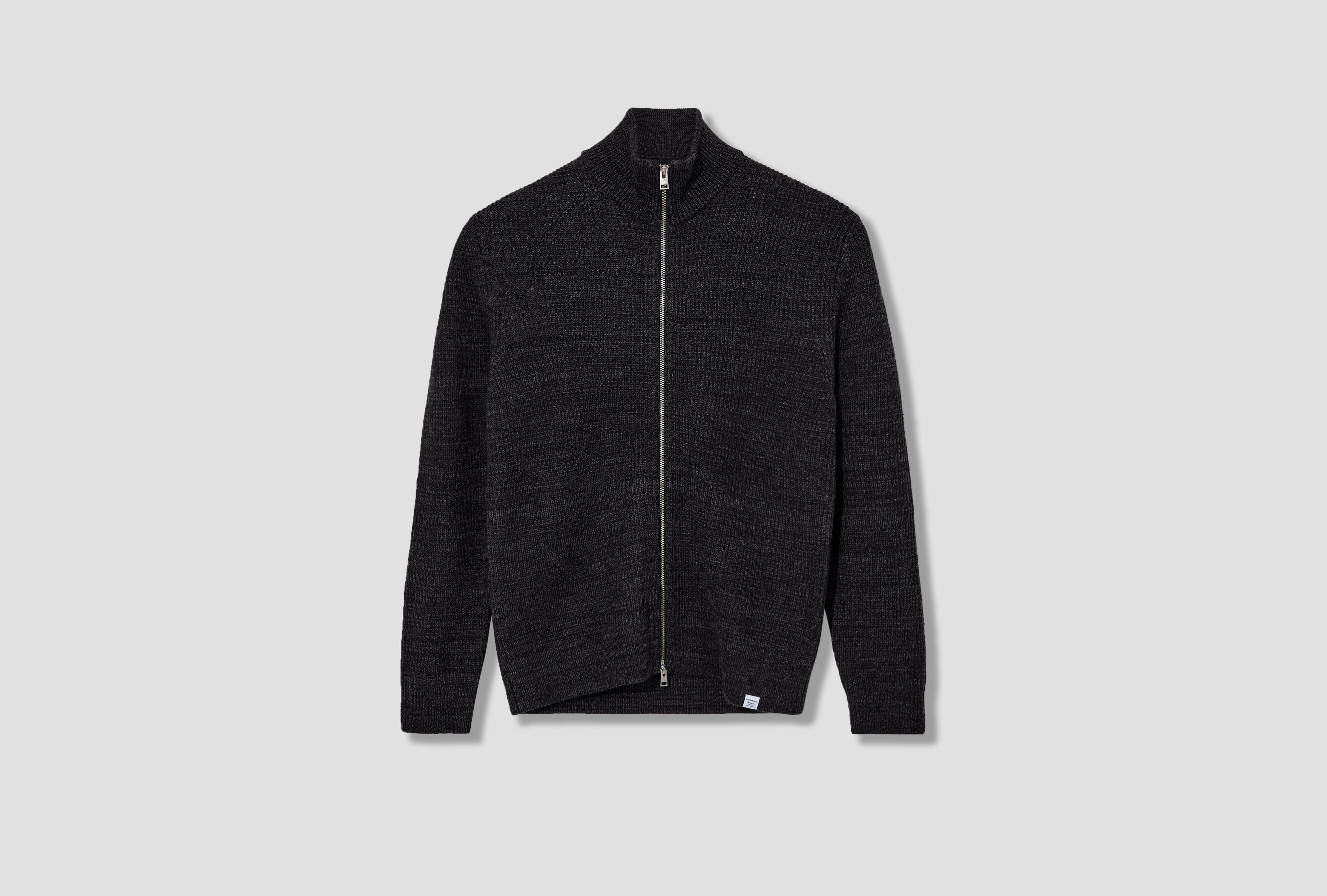 HAGEN WOOL COTTON RIB FULL ZIP JACKET N45-0550 Dark grey