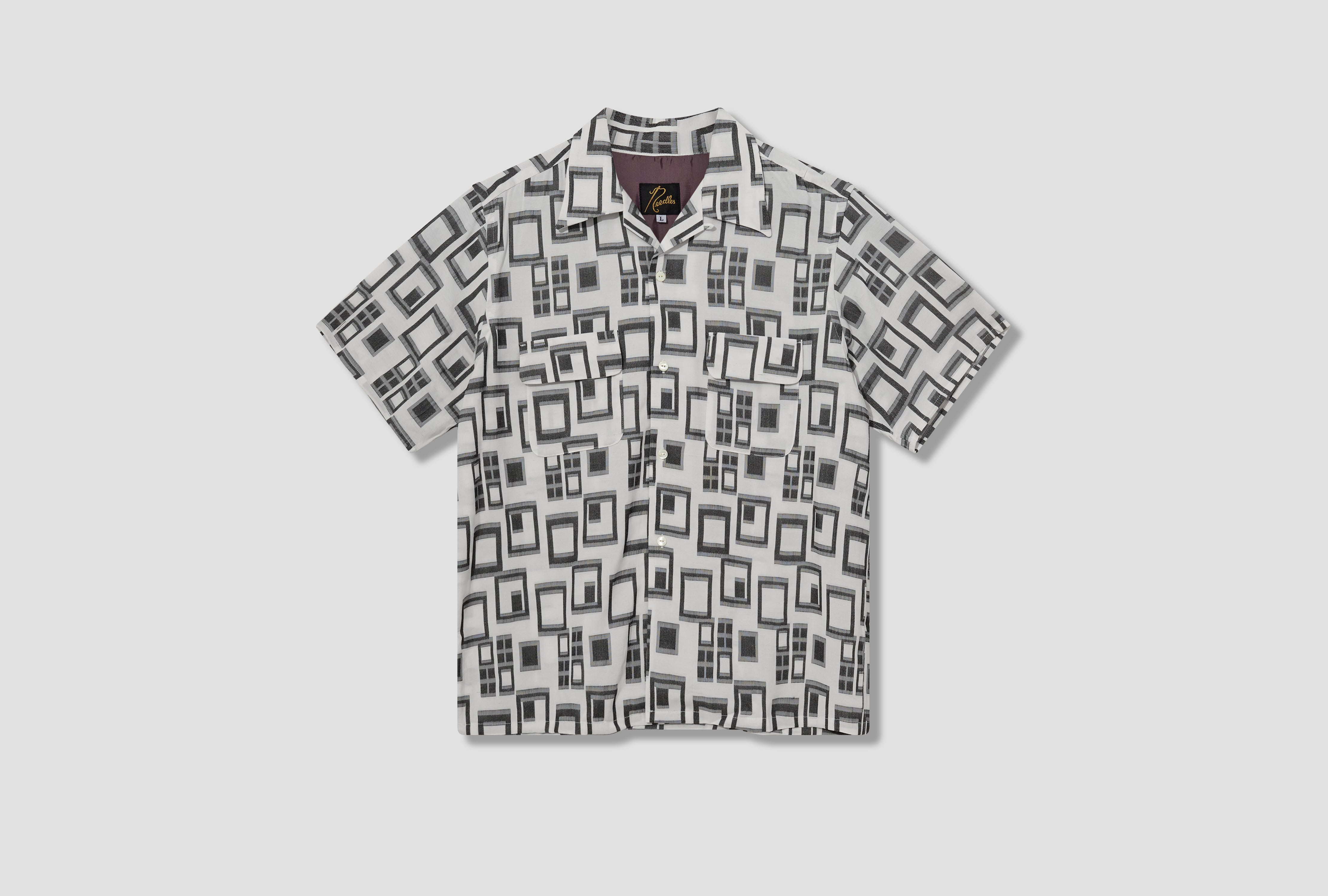 NEEDLES S/S CLASSIC SHIRT - R/PE/L MULTI BLOCK JQ. MR127 Off white