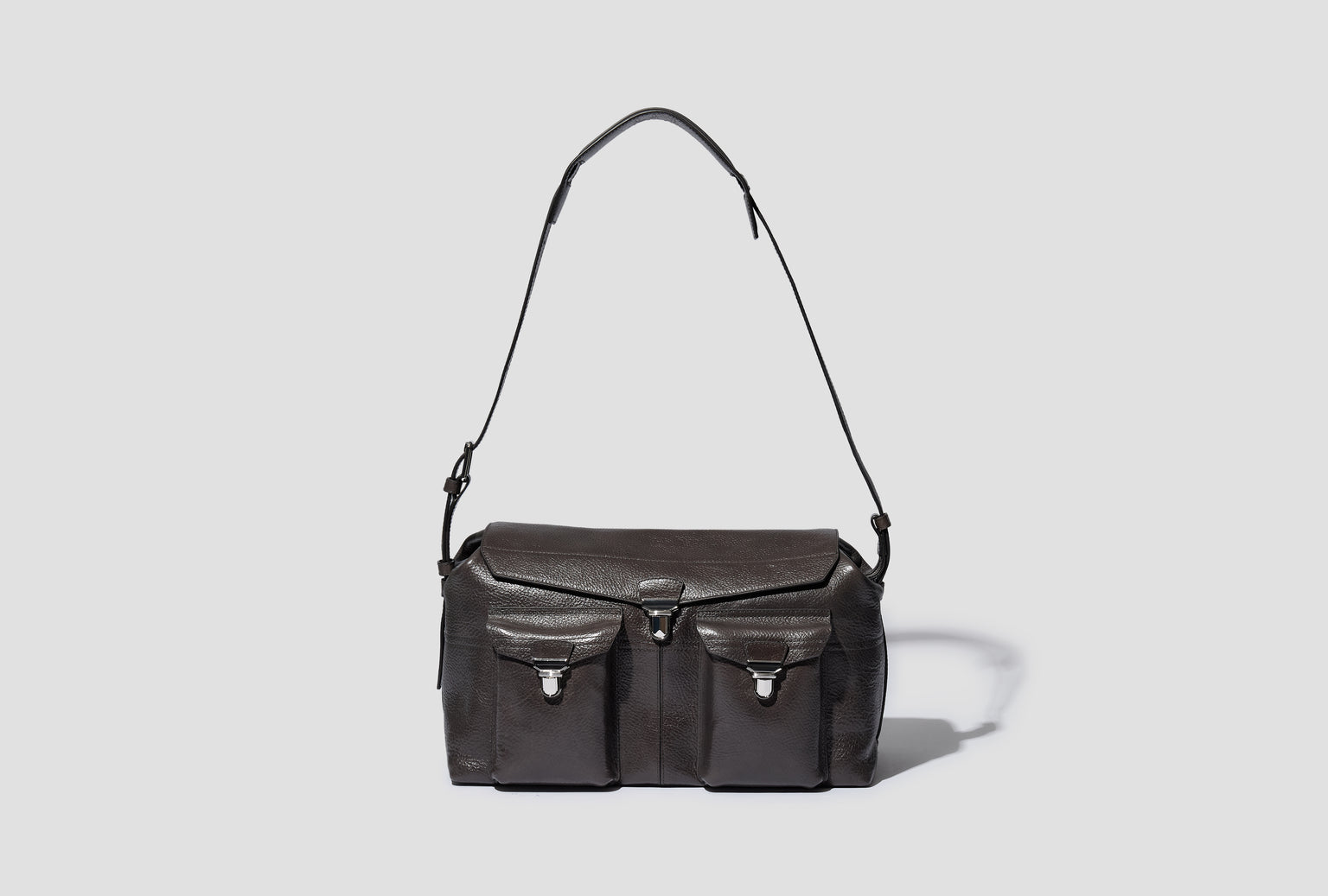 WEEK-END GEAR BAG - GLOSSY VEGETABLE LEATHER BG0083 LL0067 Dark grey