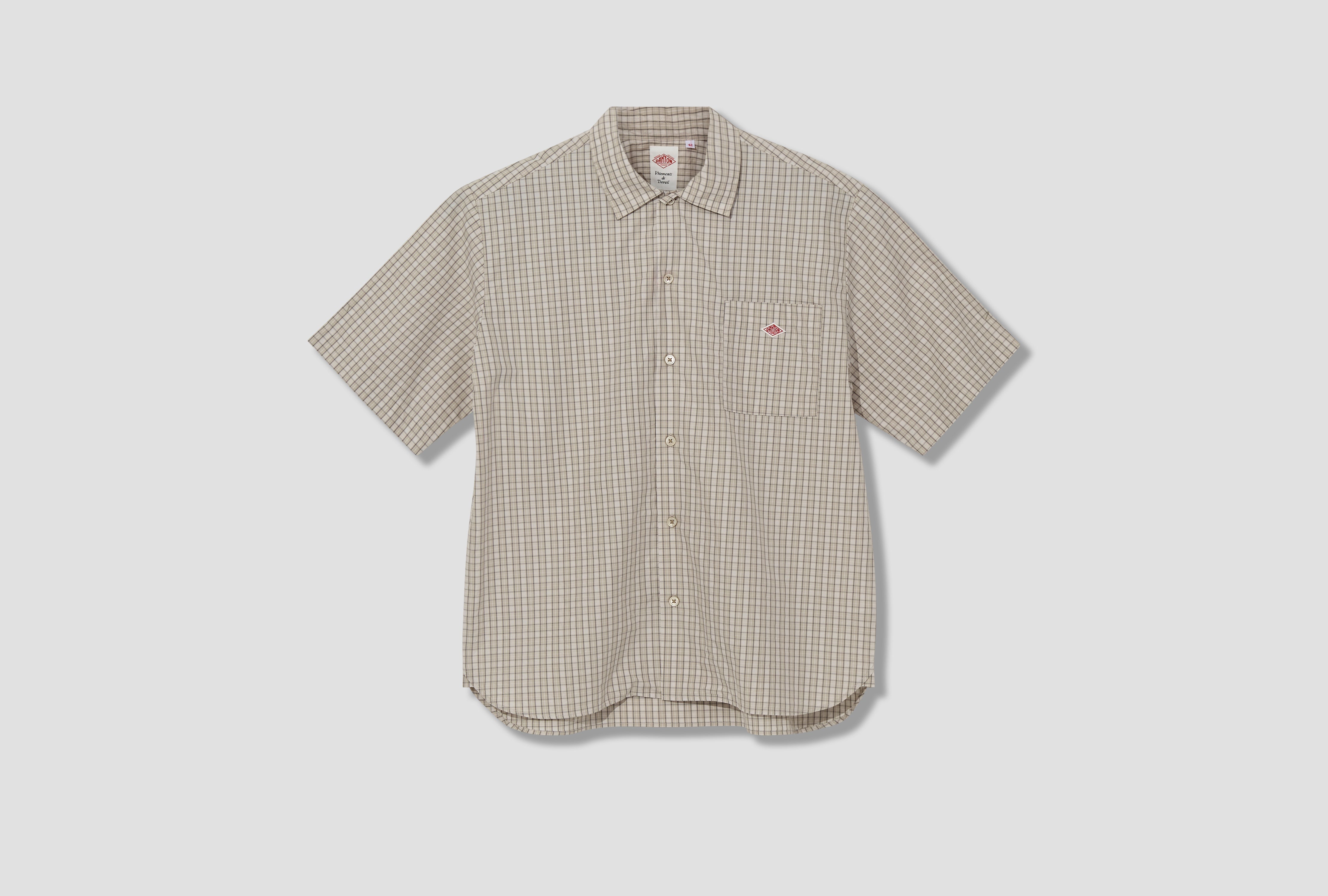 WORK SHIRT S/S - COTTON POPLIN PLAID #DT-B0049 CPP Beige