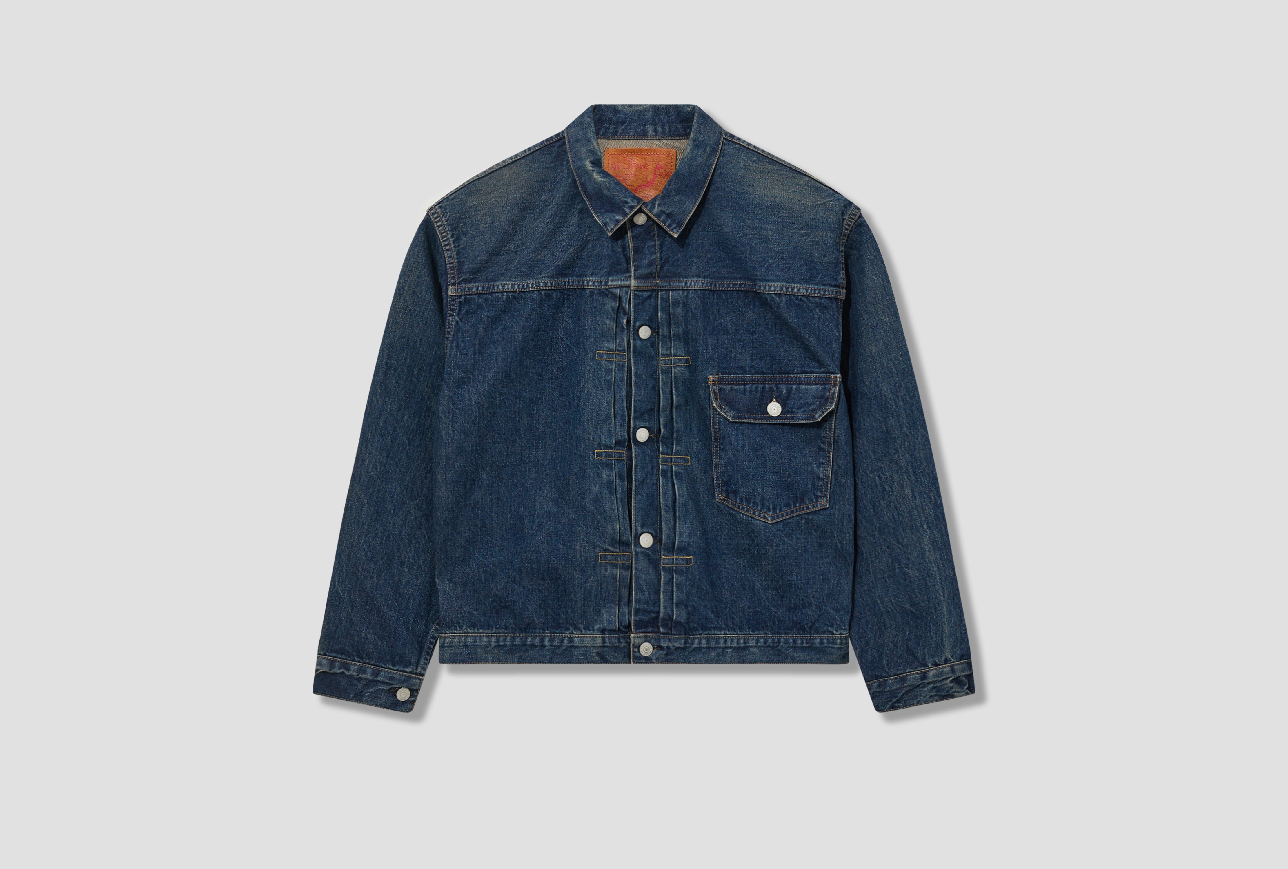 TYPE1 40'S PLEATED FRONT BLOUSE USED WASH - 13.7OZ ORIGINAL SELVEDGE DENIM / 2 YEAR WASH 03-6011-84 Light blue