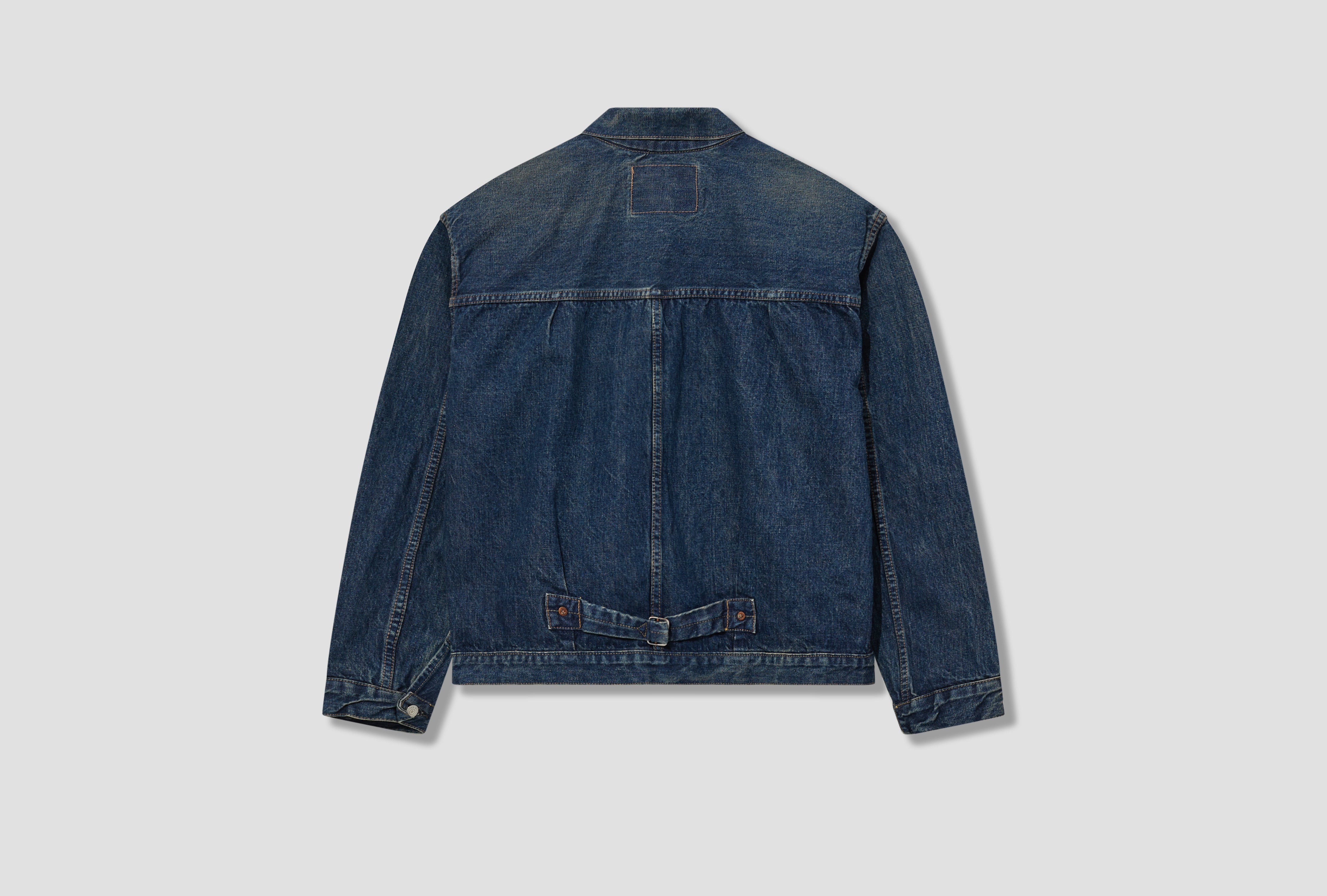 TYPE1 40'S PLEATED FRONT BLOUSE USED WASH - 13.7OZ ORIGINAL SELVEDGE DENIM / 2 YEAR WASH 03-6011-84 Light blue