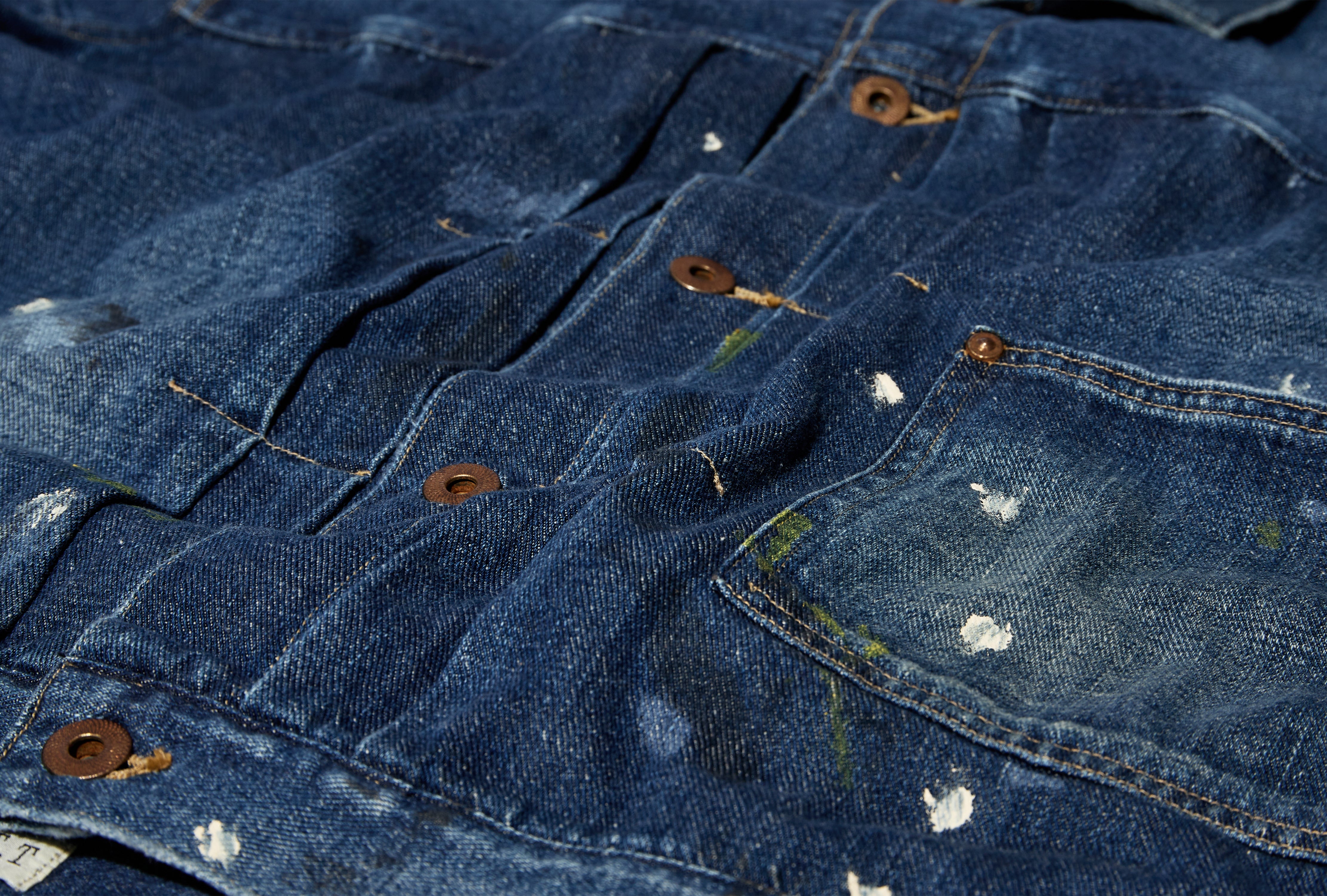LOT.703 DENIM JACKET C.1920'S - DAMAGED INDIGO PAINT TTSS25703