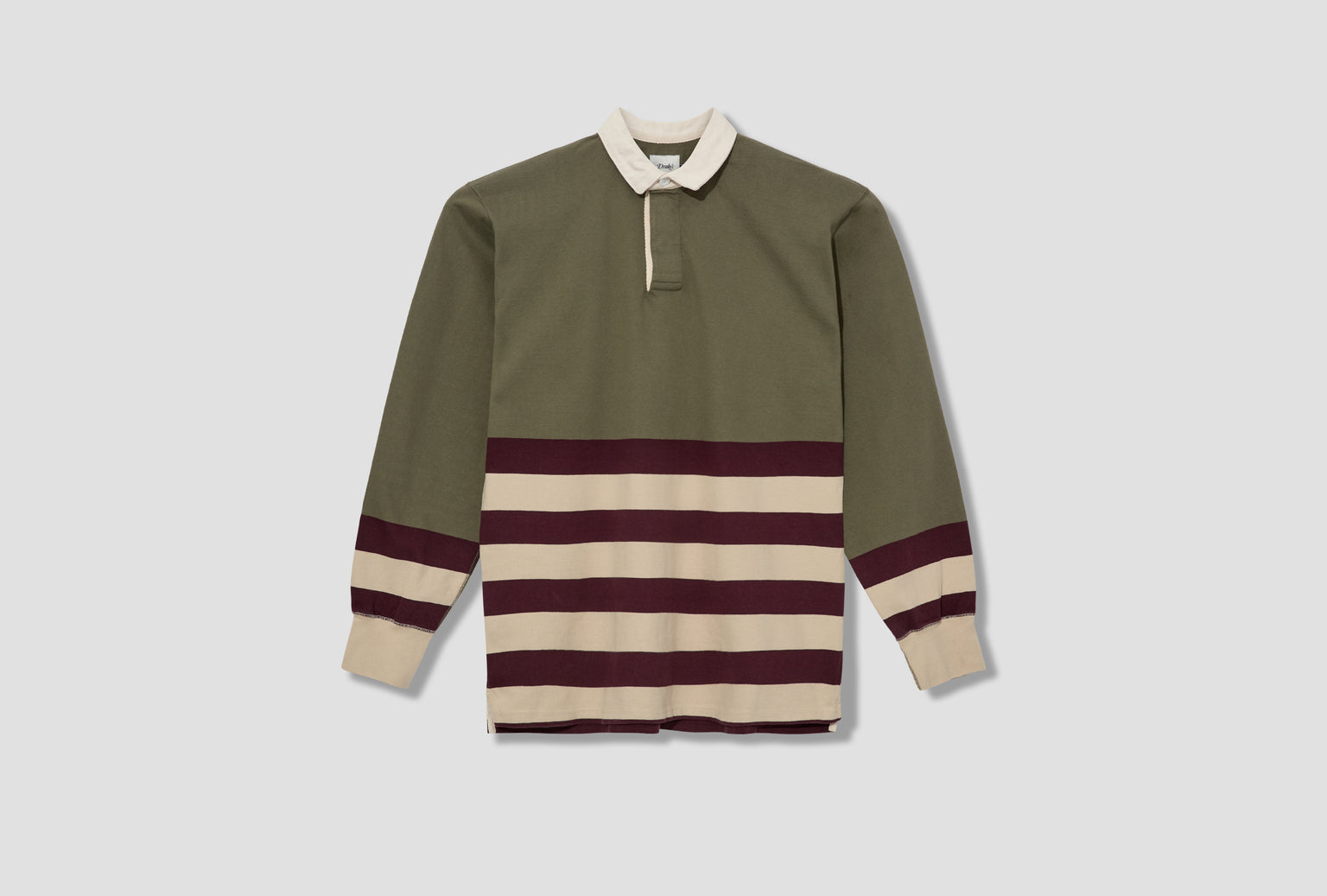HALF MULTISTRIPE LS RUGBY SHIRT DR2A5H 25028-01 Khaki