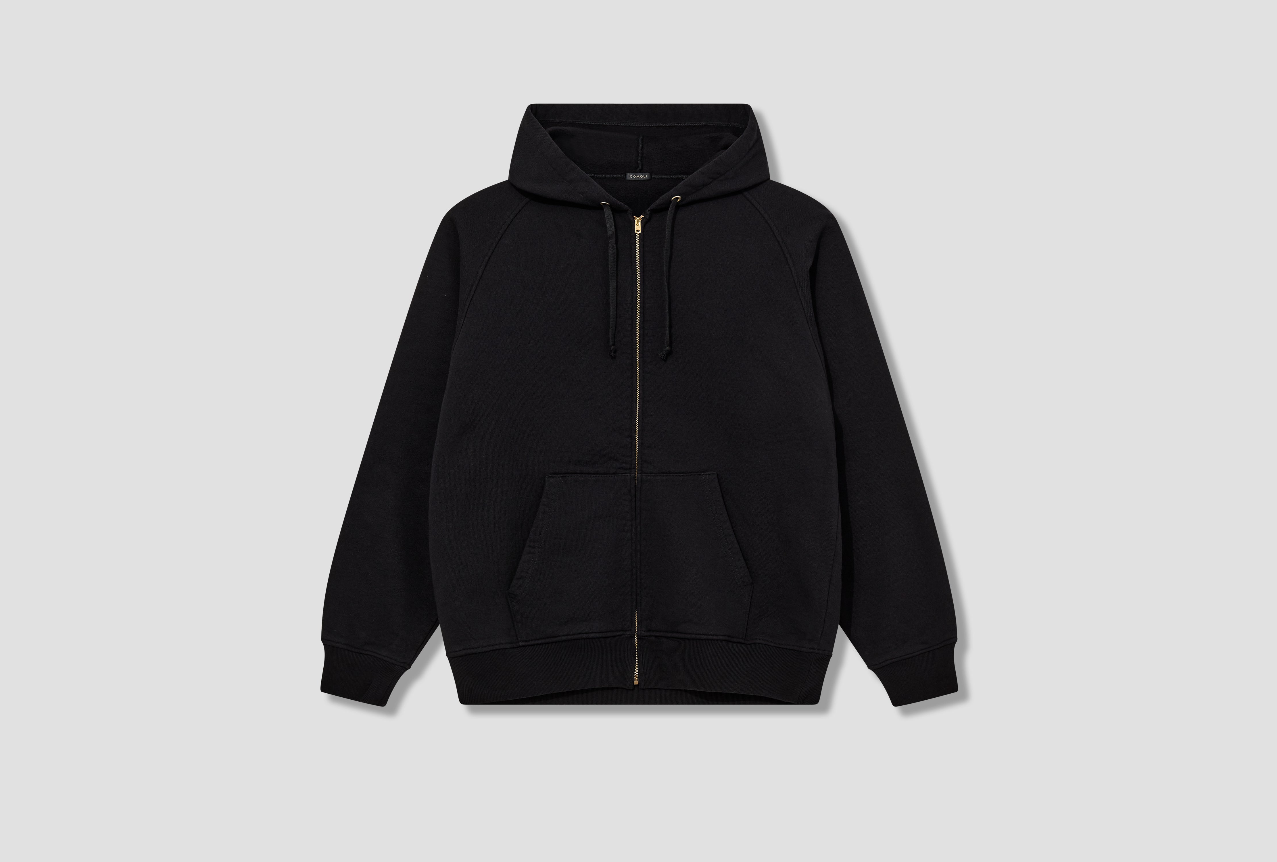COTTON FRENCH TERRY ZIP PARKA B01-05001 Black