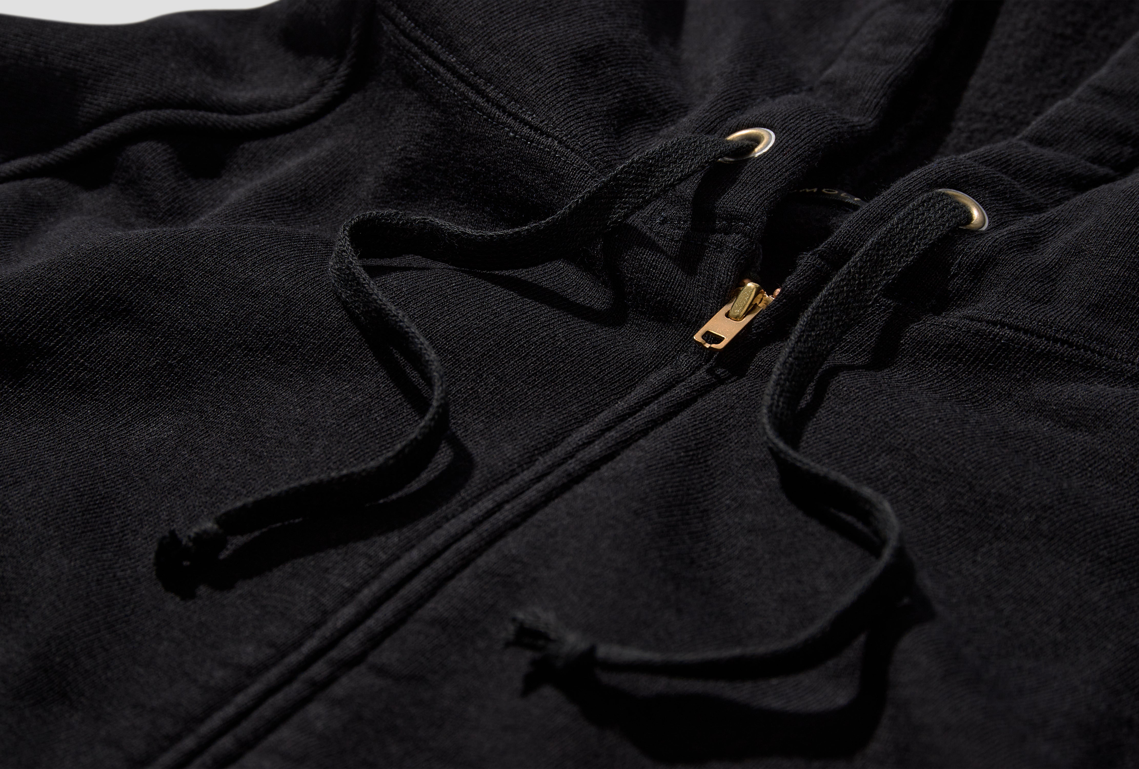 COTTON FRENCH TERRY ZIP PARKA B01-05001 Black