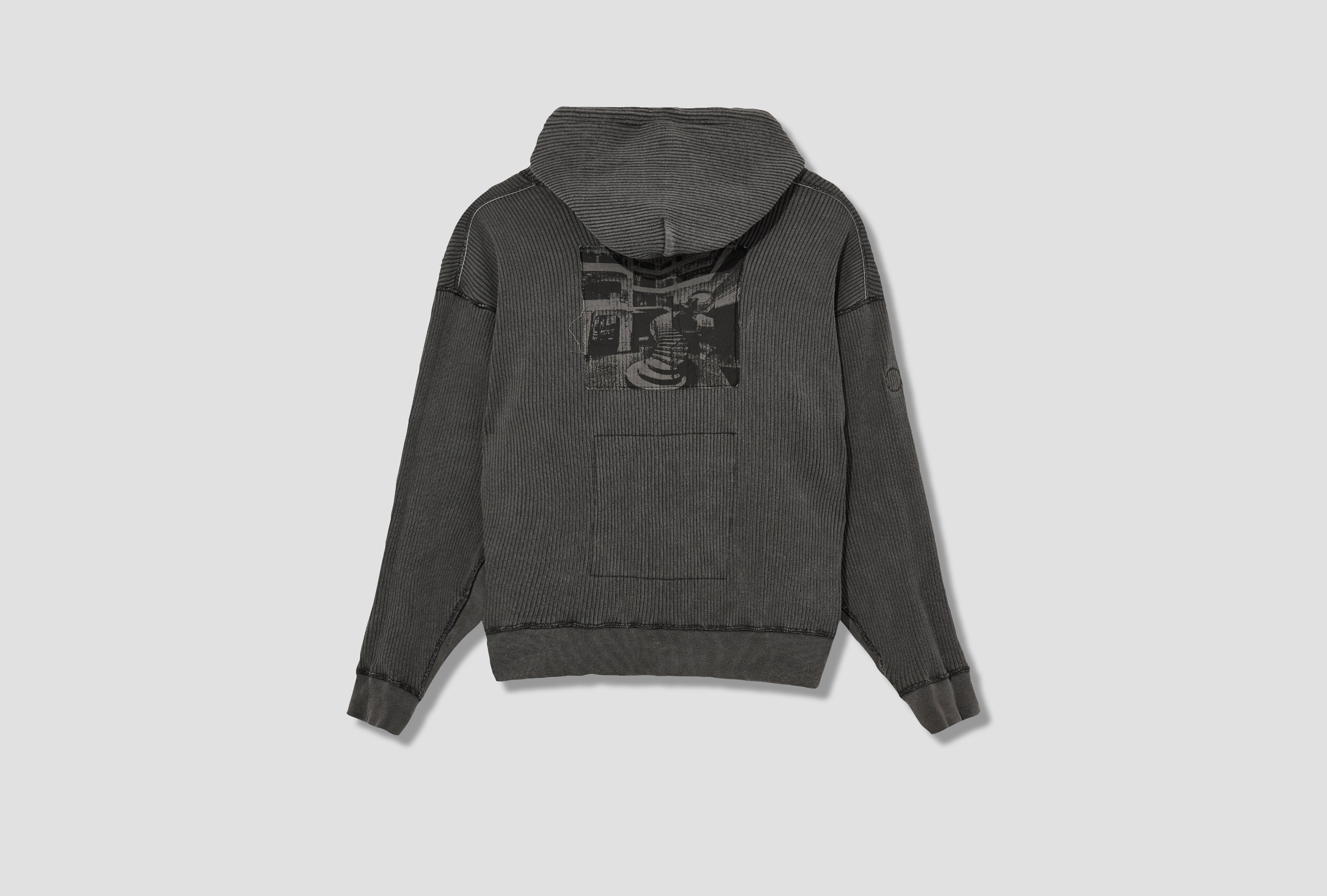 OVERDYE WIDE RIB CUT ZIP HOODY CES27CS18 Charcoal