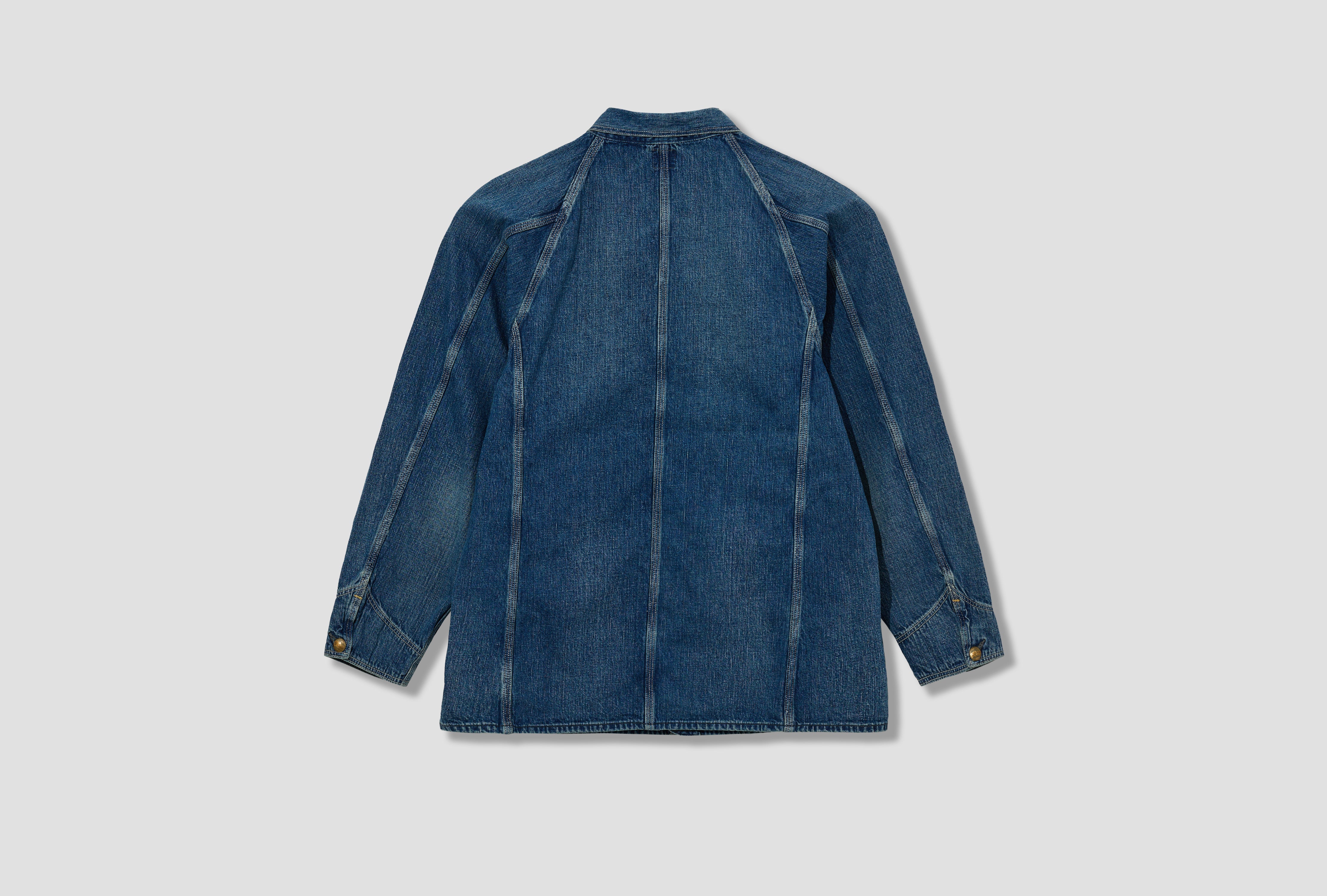 1950'S COVERALL USED WASH - 9OZ ORIGINAL SELVEDGE DENIM / DENIM USED 03-6140-95 Light blue