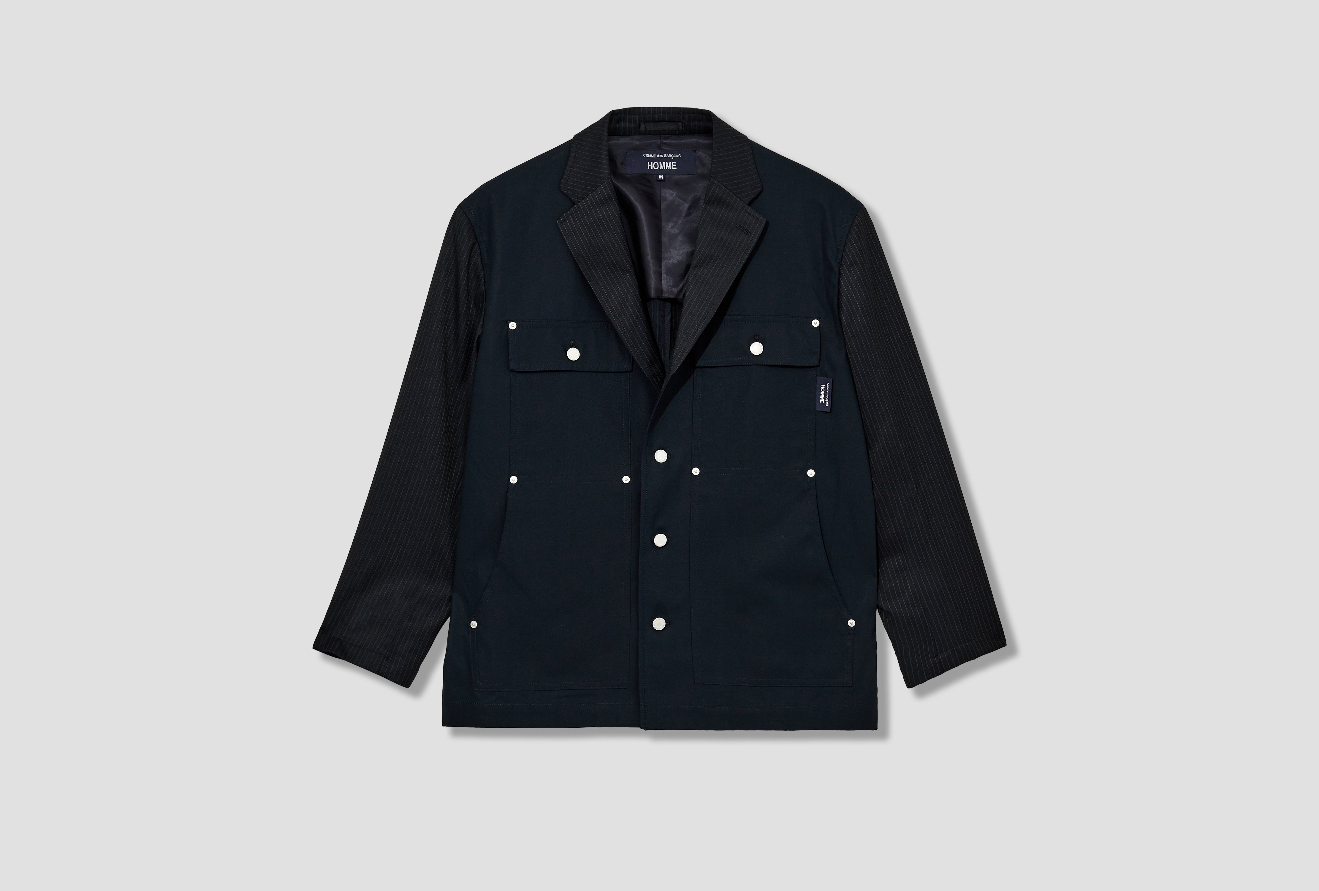 WOOL GABARDINE STRIPES X COTTON HARD-TWISTED OXFORD HO-J012-S25 Navy