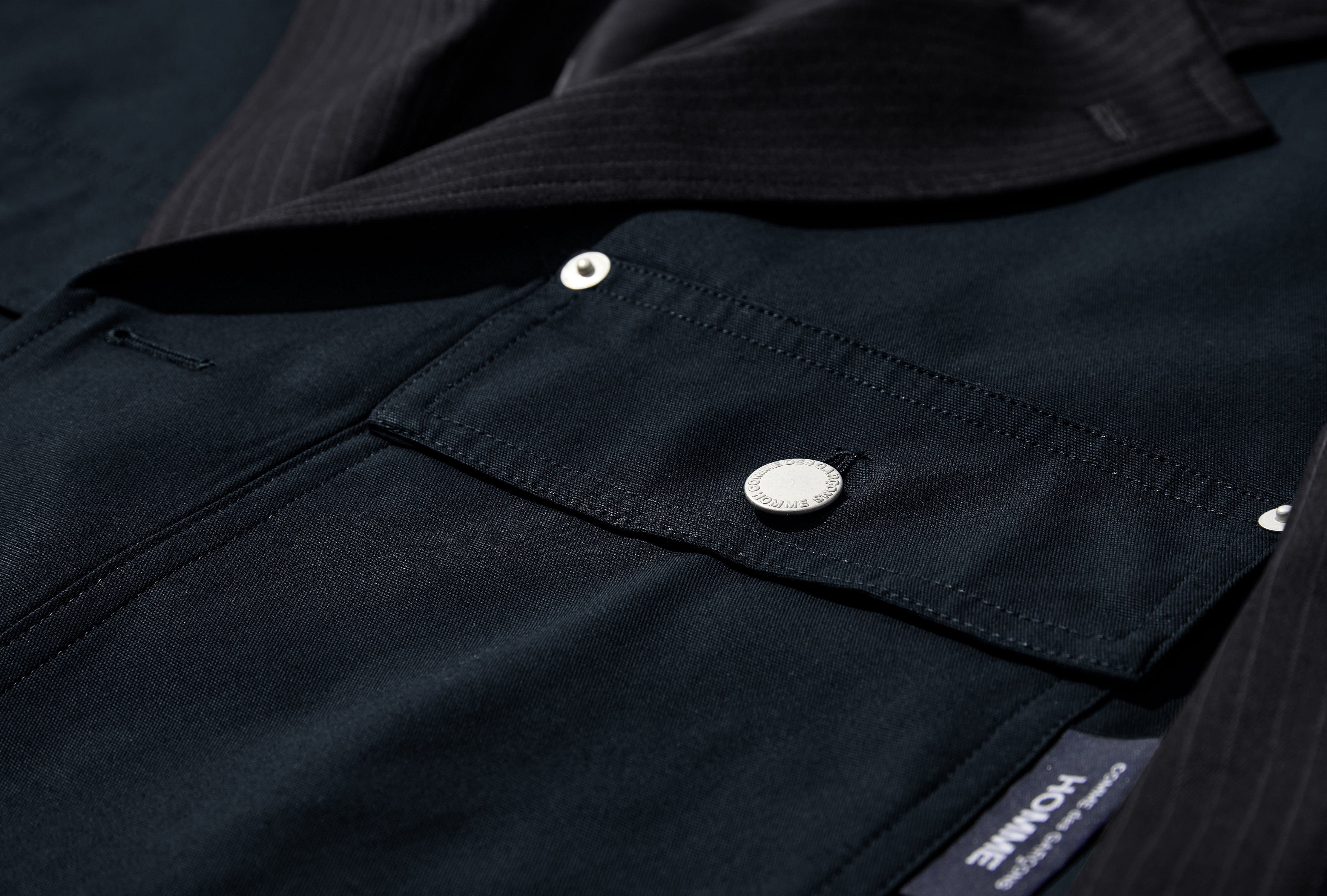 WOOL GABARDINE STRIPES X COTTON HARD-TWISTED OXFORD HO-J012-S25 Navy