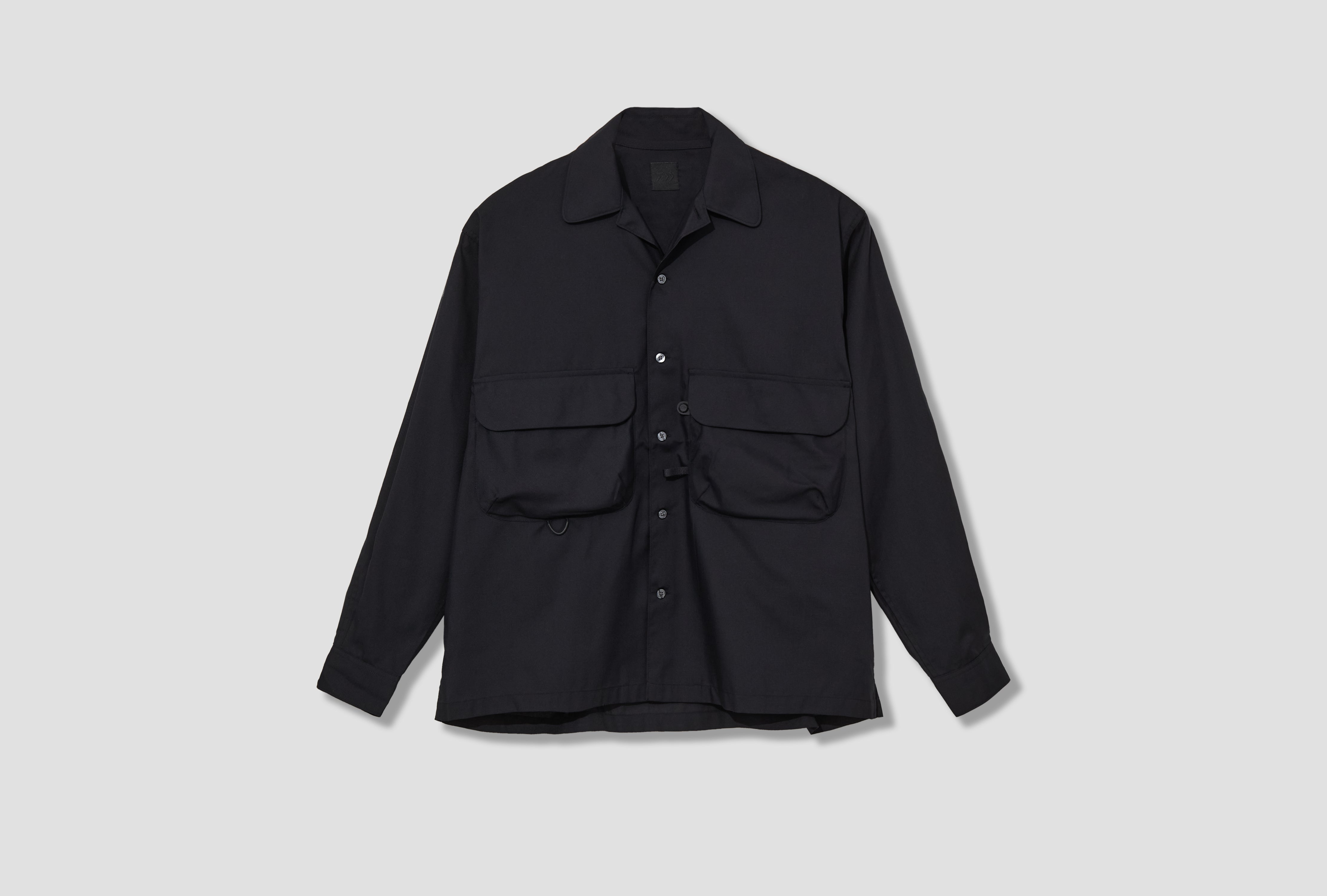 TECH SPORTS OPEN COLLARSHIRT L/S 88-11-0052-704 Black