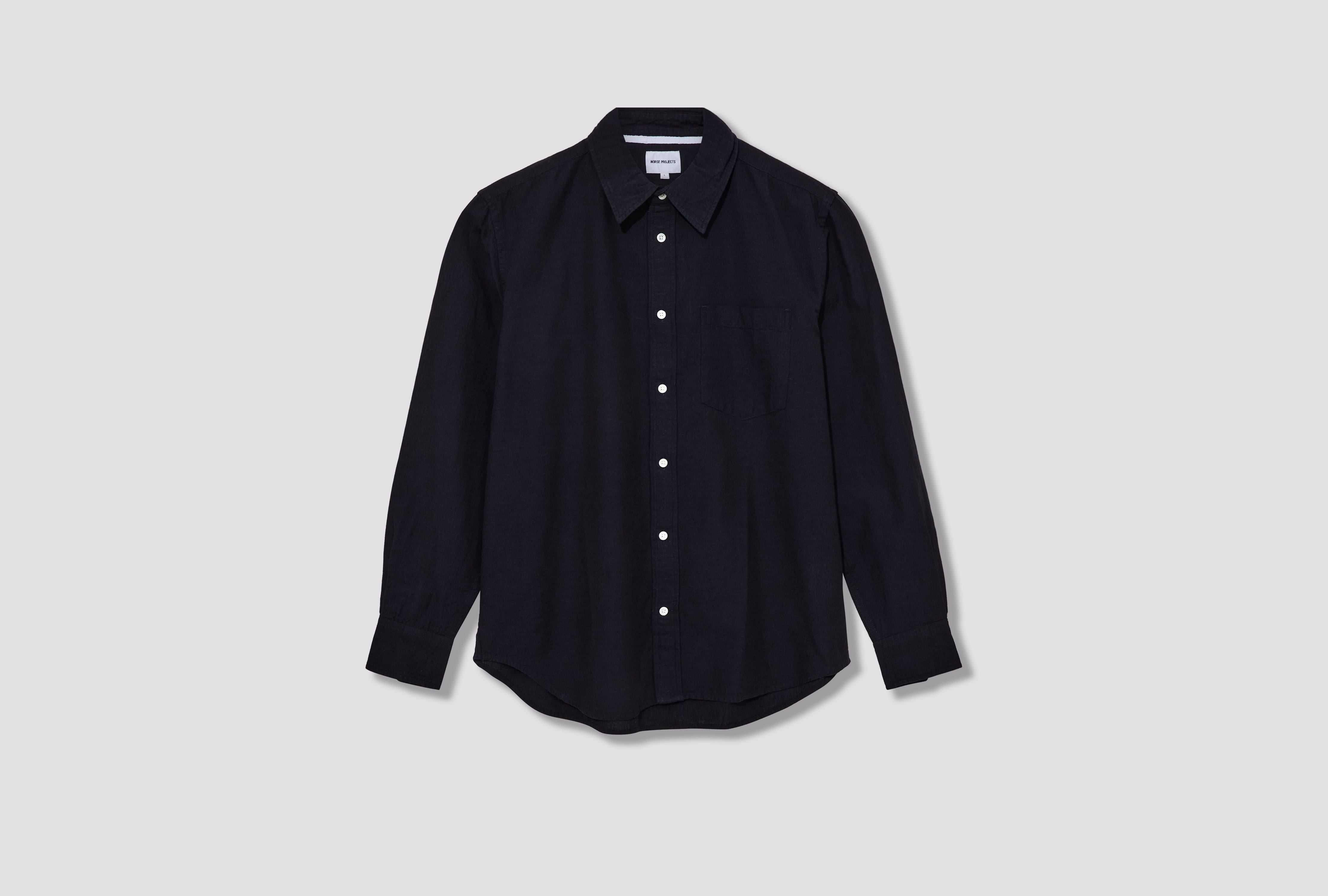 ALGOT RELAXED COTTON LINEN SHIRT N40-0832 Navy