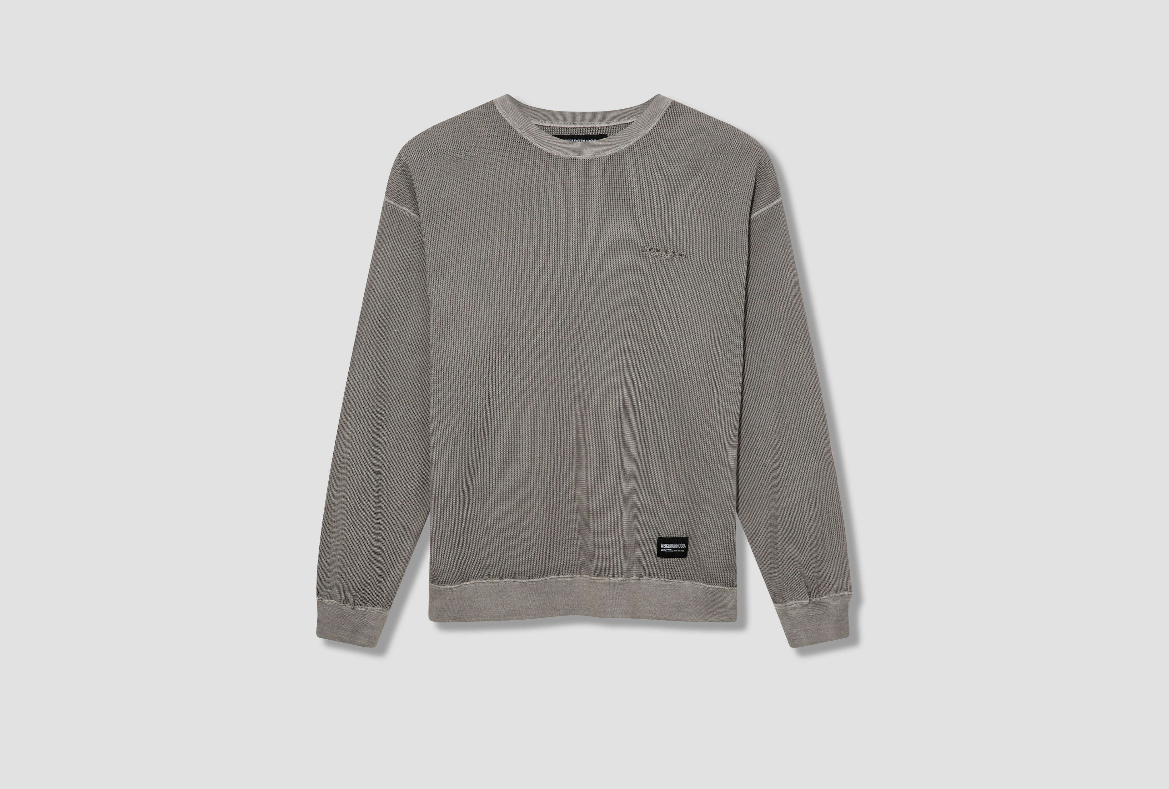 PIGMENT DYED WAFFLE FABRIC CREWNECK LS 251FPNH-CSM15 Grey