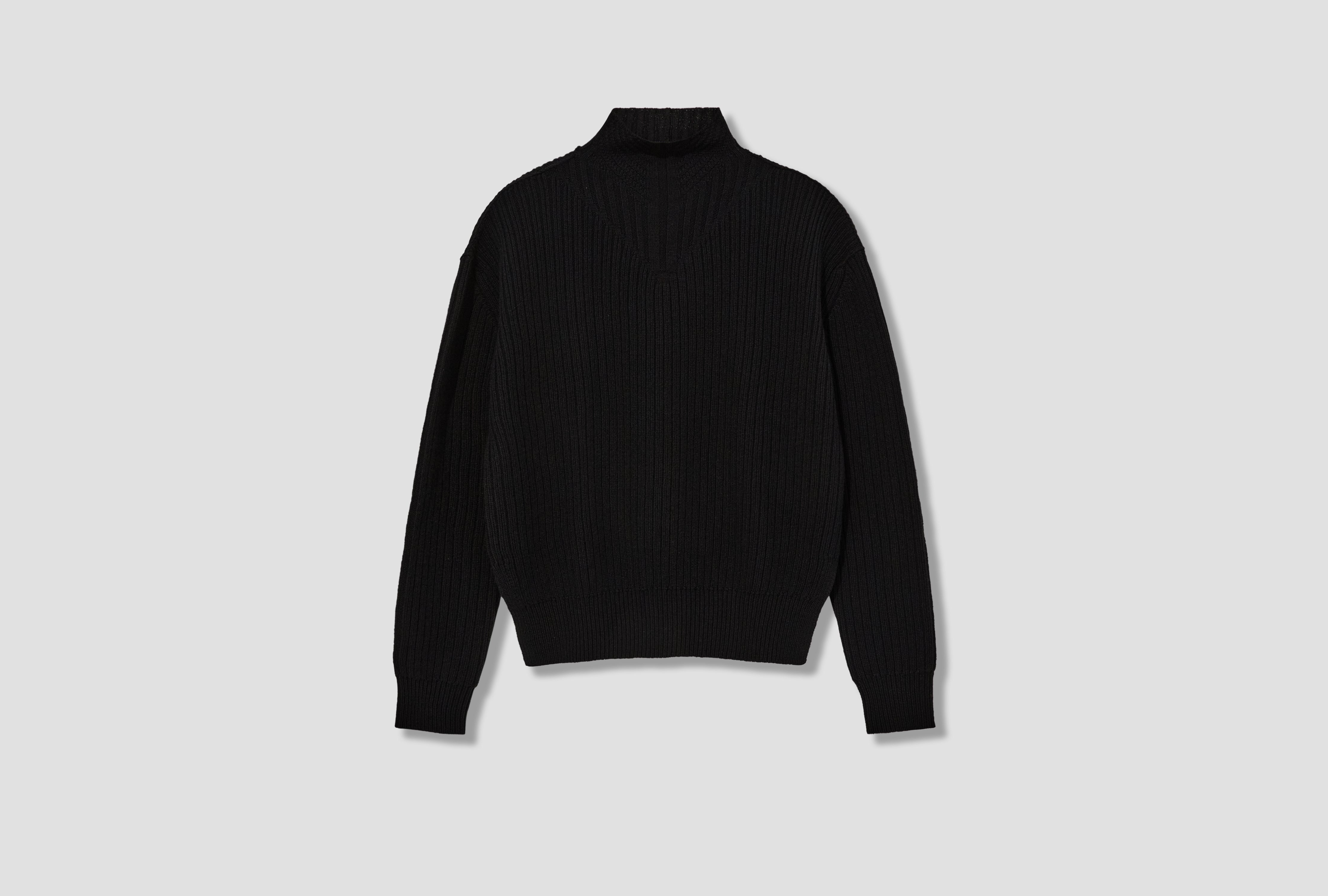 TURTLE NECK - HEAVY WOOL KNIT / BLACK RU02E1645 KWV