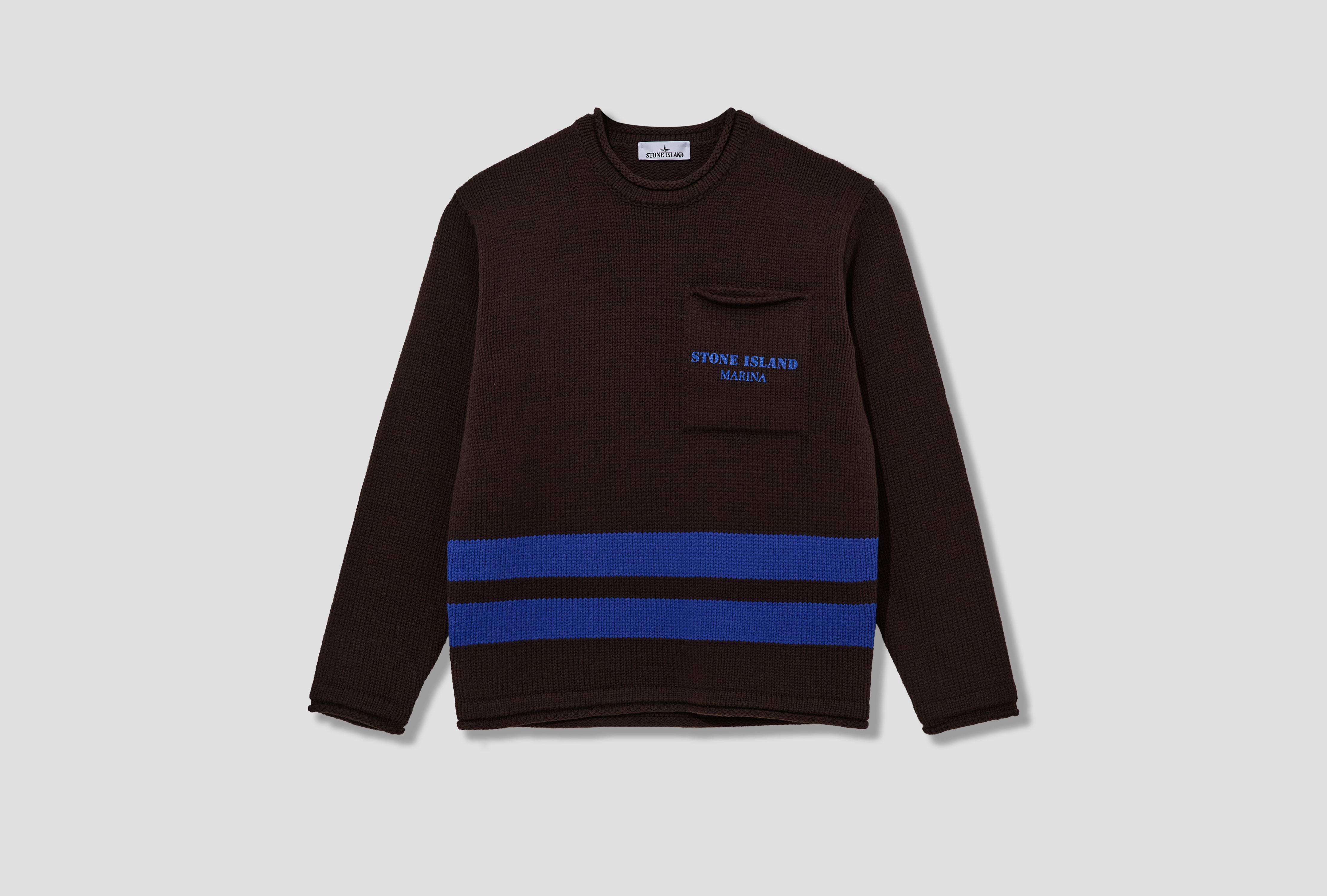 PURE WOOL WITH CONTRASTING DETAILS AND PRINT STONE ISLAND MARINA K2 S15 51000 29 S00XD Brown