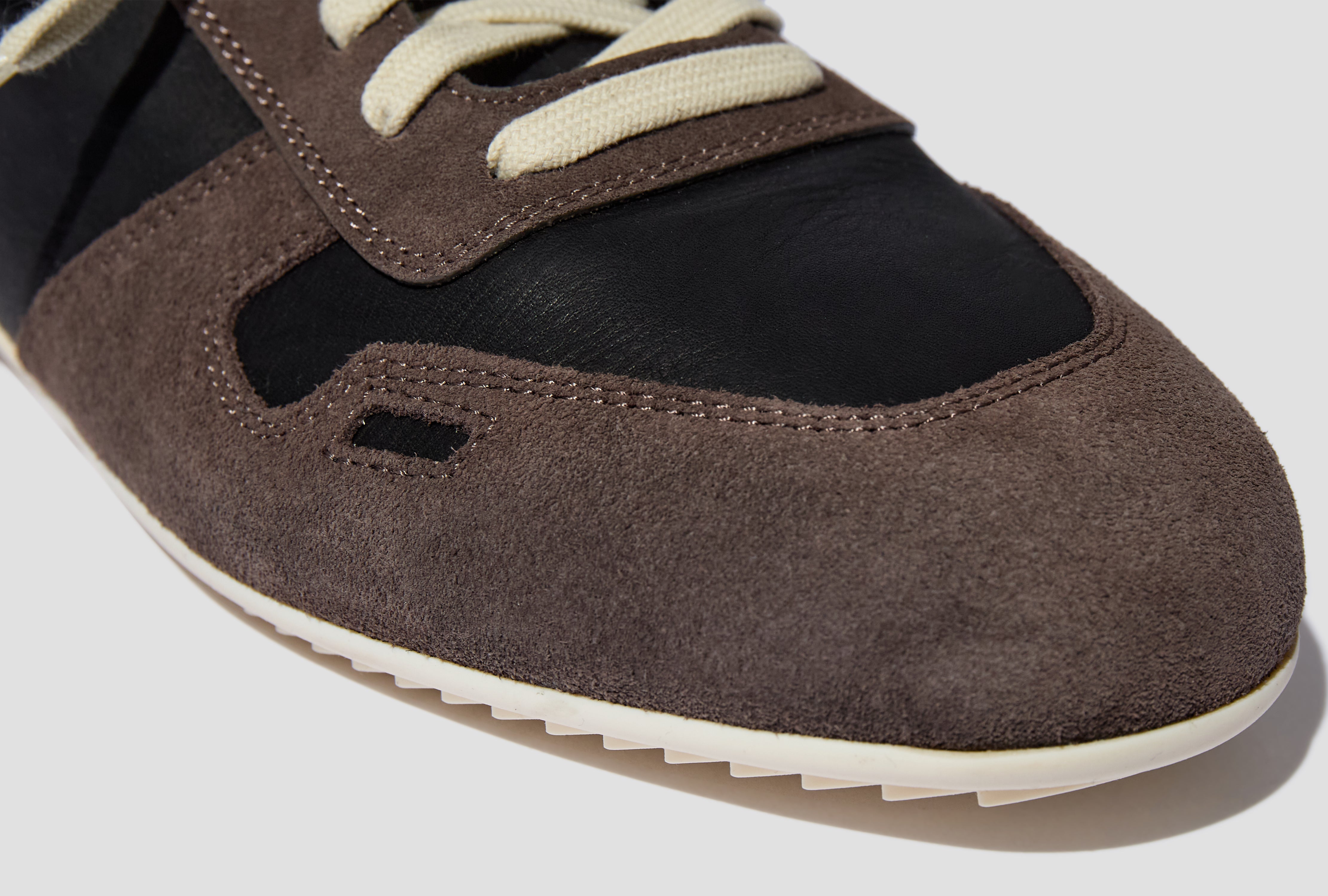 MINIMAL SNEAK - SUEDE LEATHER AND FULL GRAIN COW LEATHER / DRKDUST/BLACK/MILK/MILK RU02E1889 LVOOCO