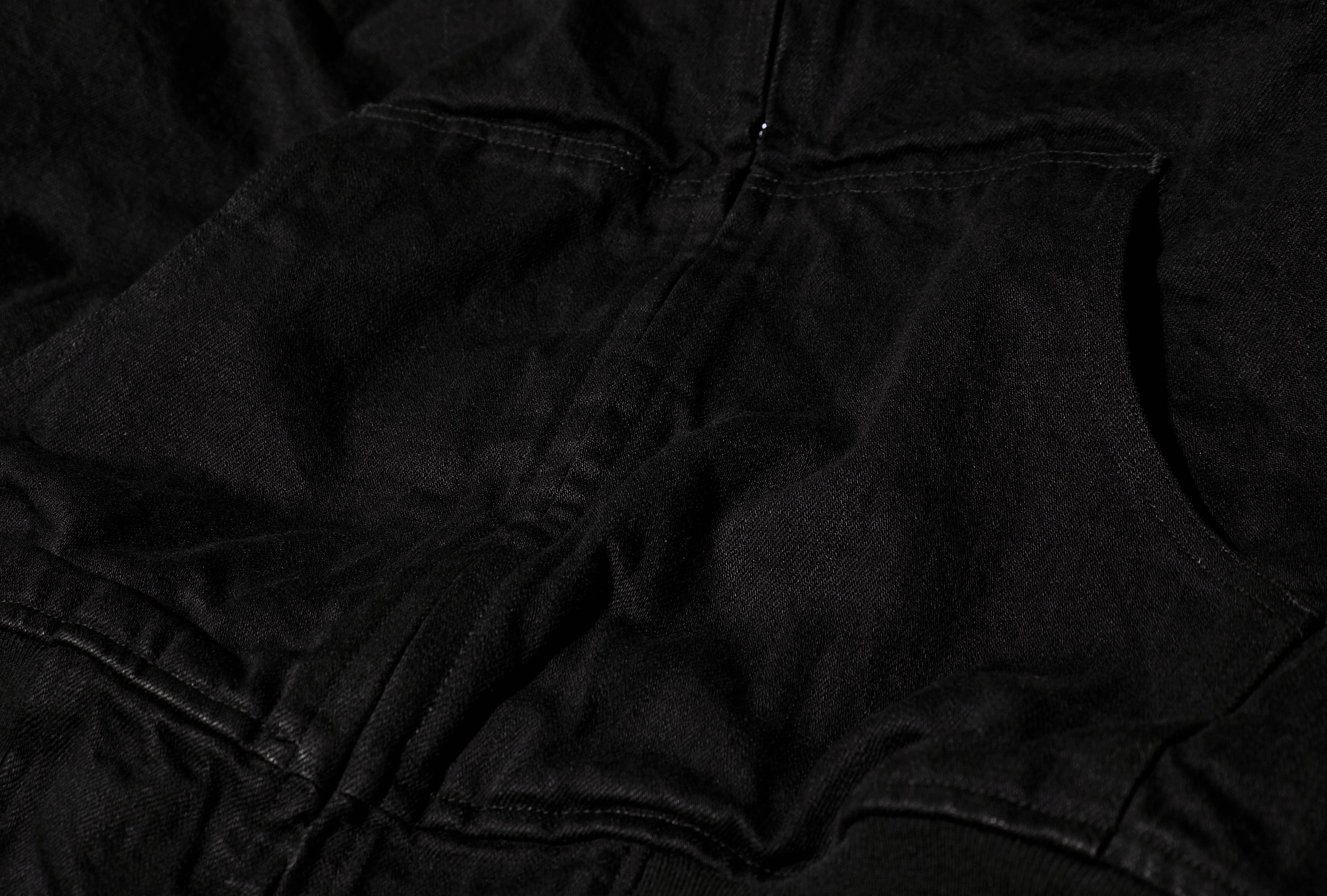 BLACK DENIM ZIP PARKA C03-01003 Black