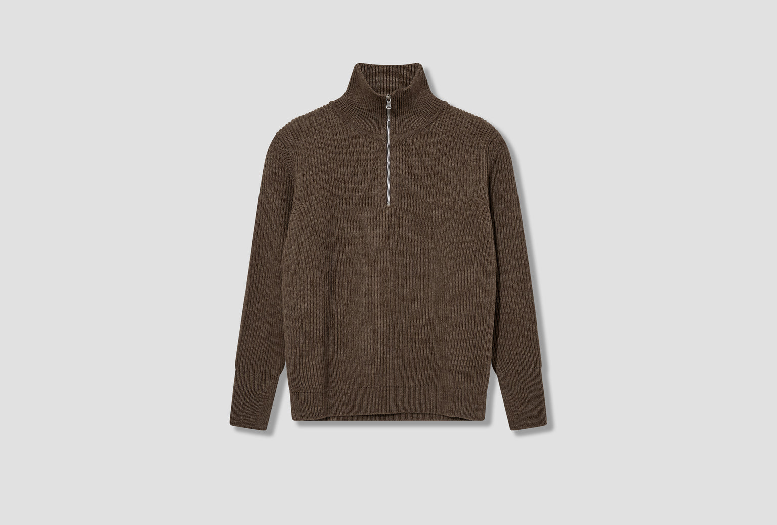 NAVY HALF-ZIP - G5 / UNDYED YARN Light brown