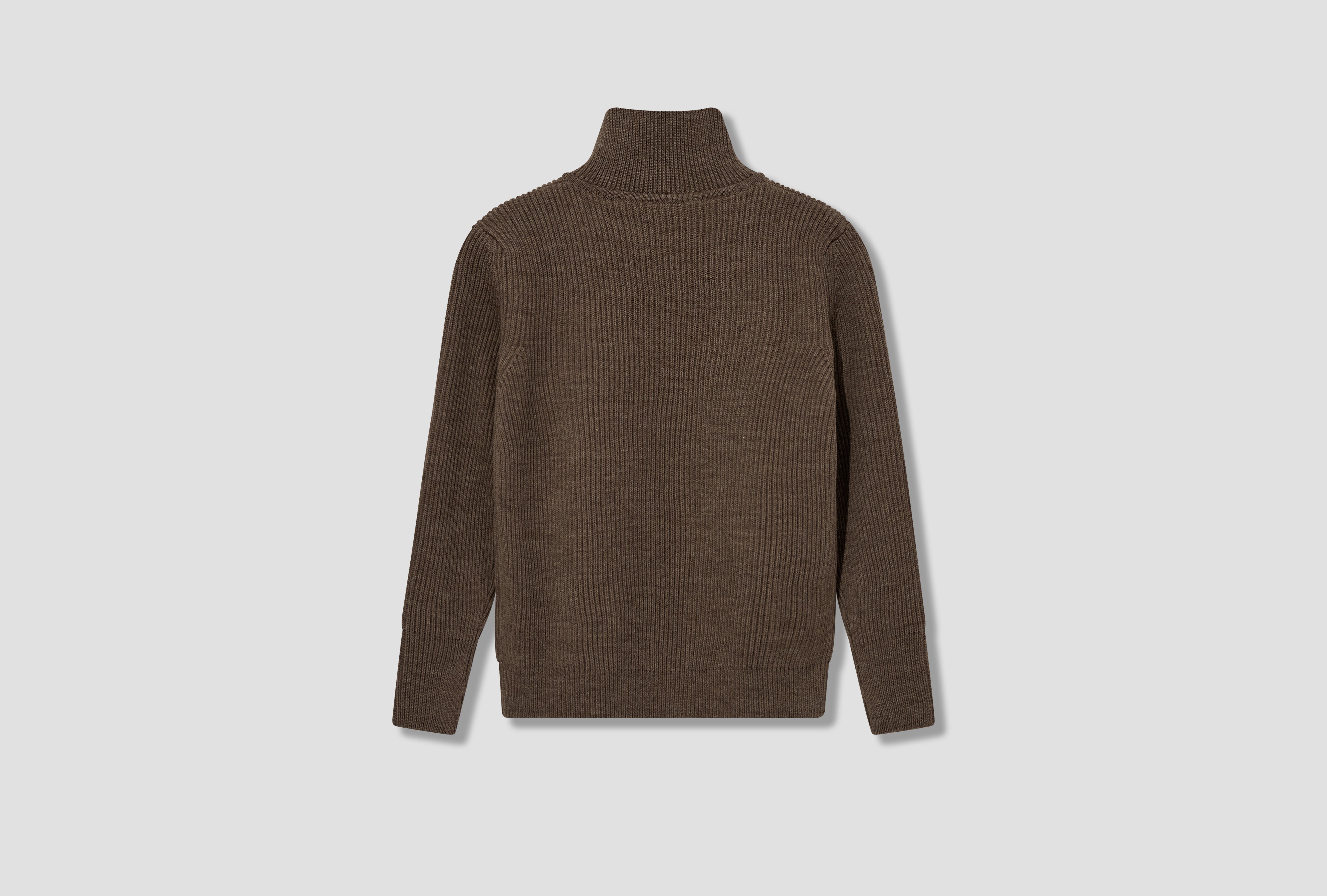 NAVY HALF-ZIP - G5 / UNDYED YARN Light brown