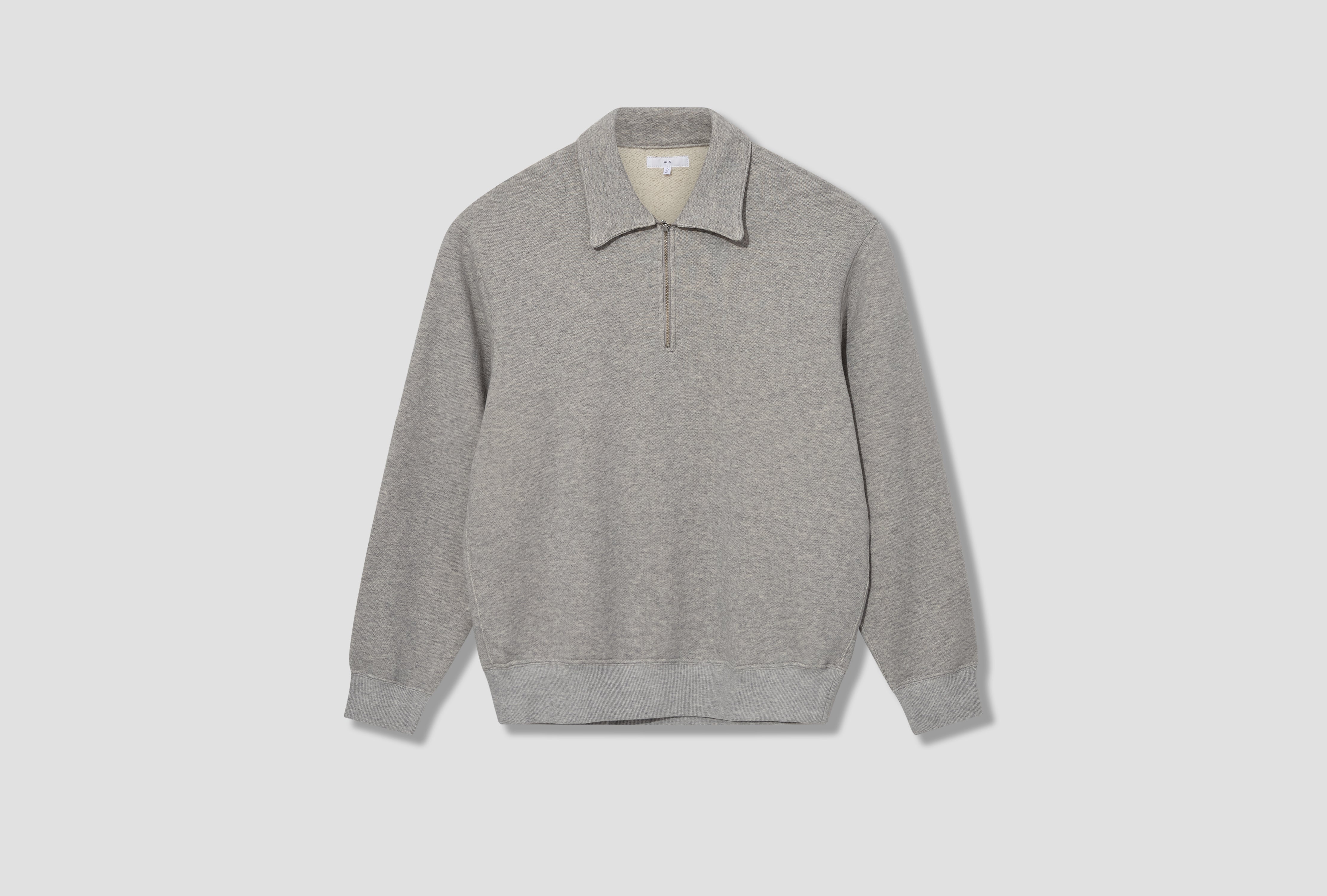 COTTON WOOL QUARTER ZIP SWEATSHIRT LW636CW Light grey