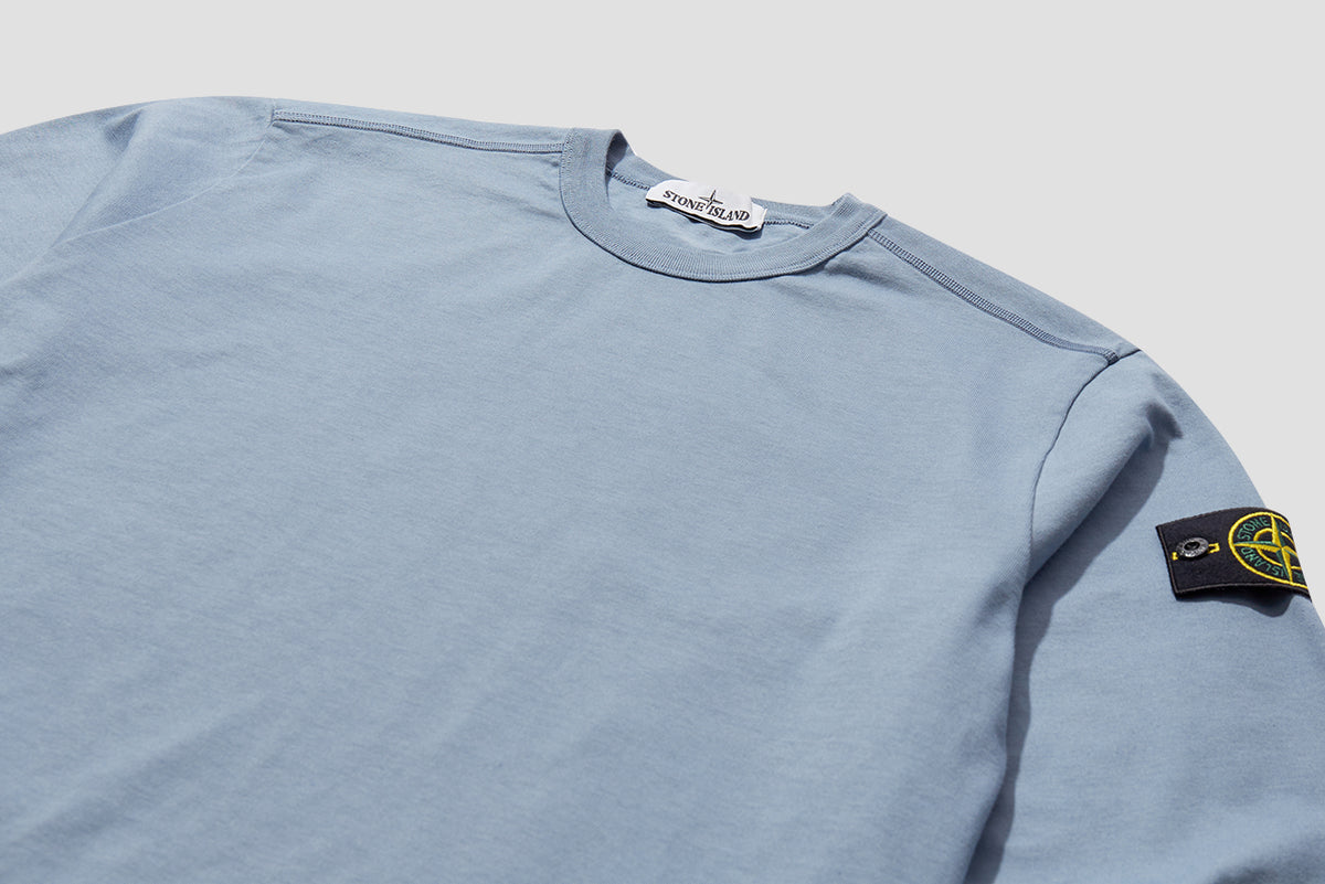 STONE ISLAND SWEATSHIRT HEAVY COTTON JERSEY GARMENT DYED 741564450 Blue HARRESØ STONE ISLAND SWEATSHIRT HEAVY COTTON JERSEY GARMENT DYED 741564450 Blue HARRESØ
