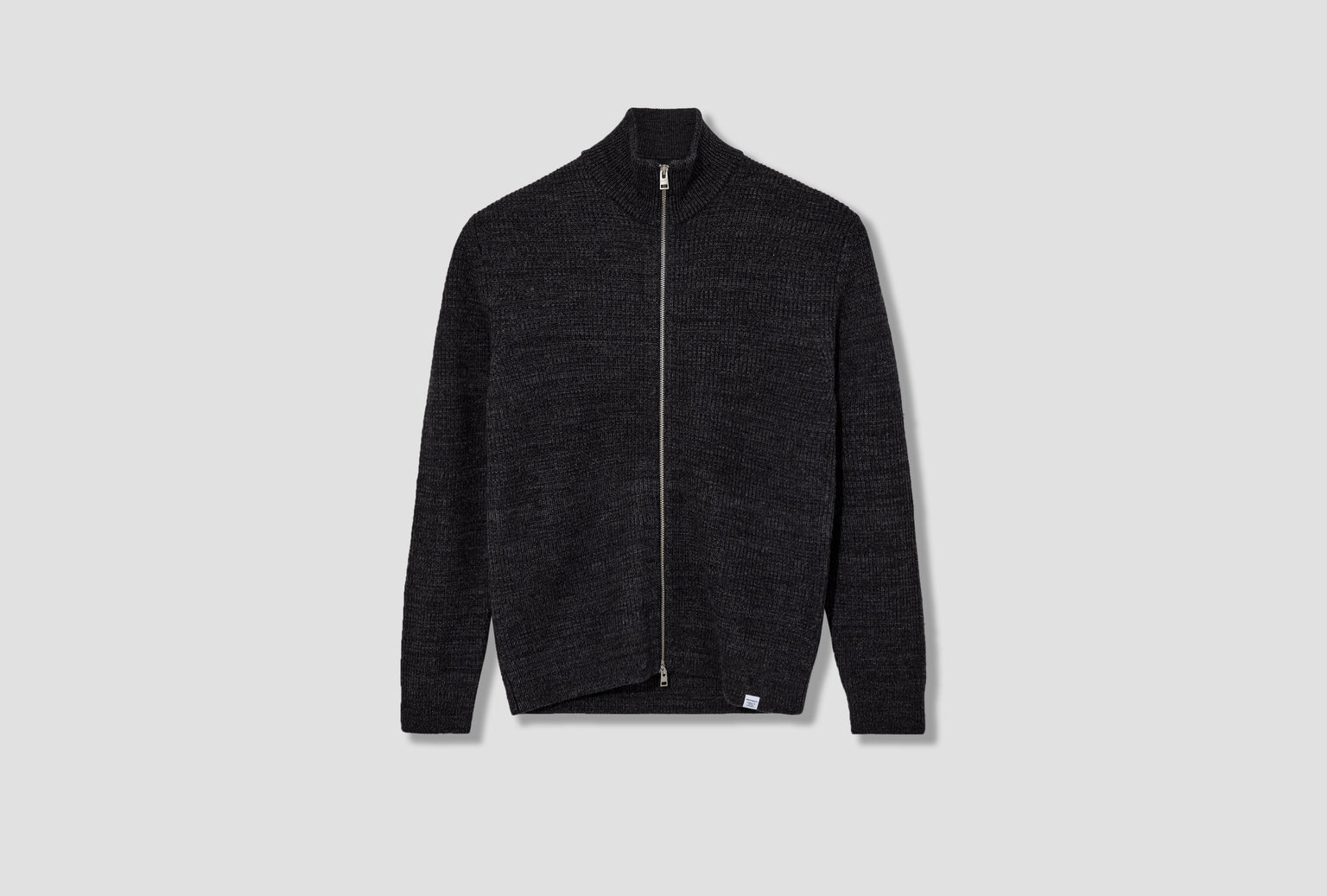 HAGEN WOOL COTTON RIB FULL ZIP JACKET N45-0550 Dark grey