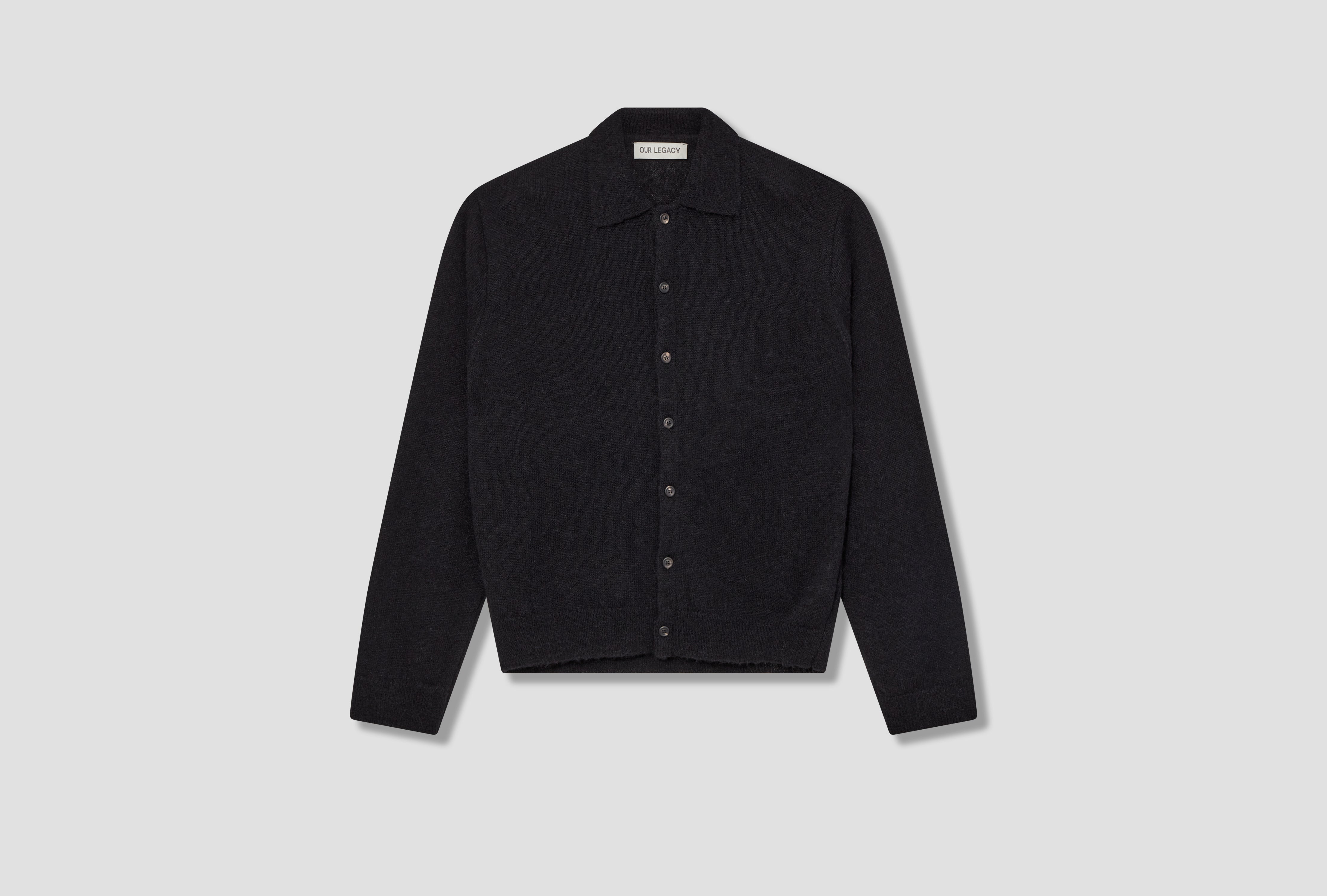 OUR LEGACY EVENING POLO CARDIGAN - BLACK FUZZY