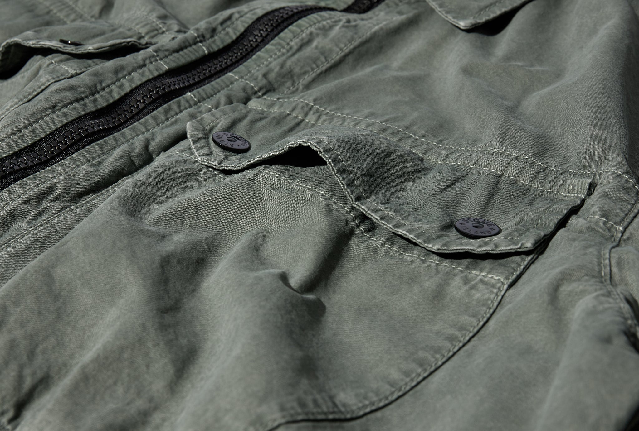 STONE ISLAND ORGANIC COTTON BRUSHED CANVAS GARMENT DYED 'OLD' EFFECT ...