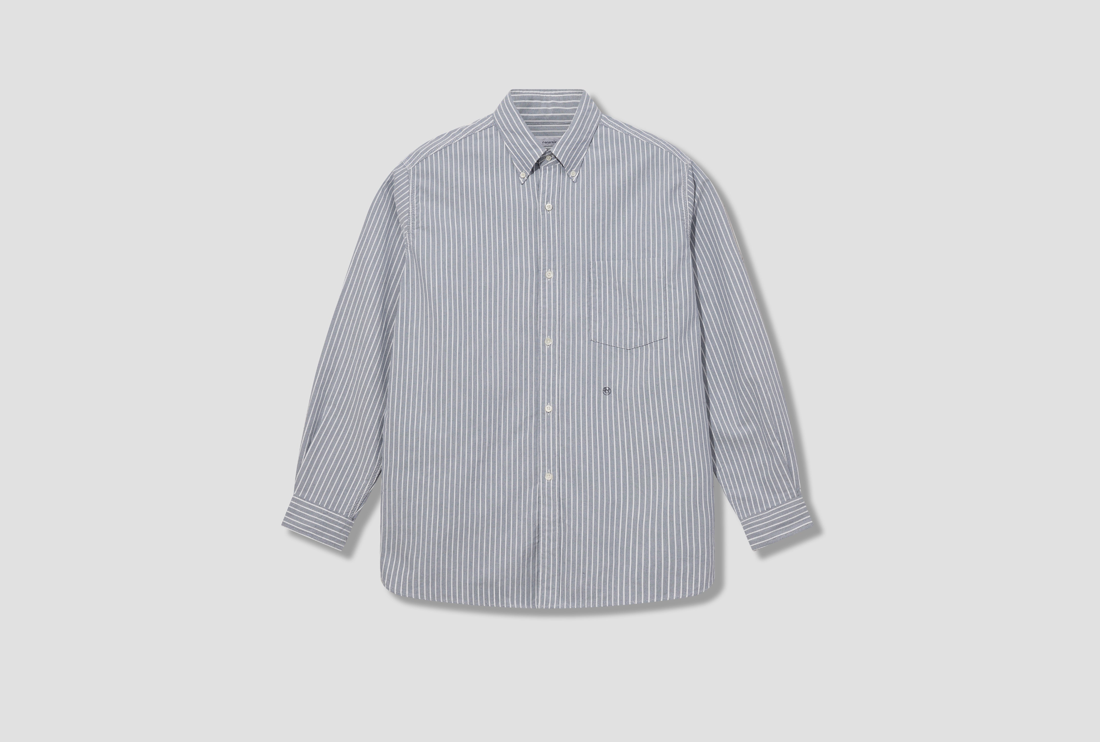 NANAMICA BUTTON DOWN STRIPE WIND SHIRT SUGF352E Navy – HARRESØ