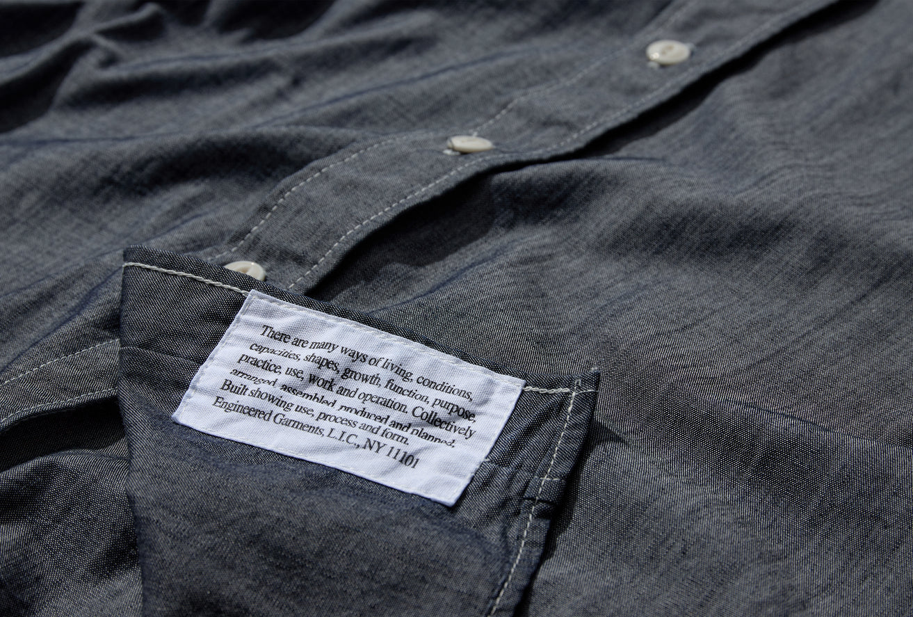 Engineered Garments Work Shirt Blue Cotton Chambray - Made in USA