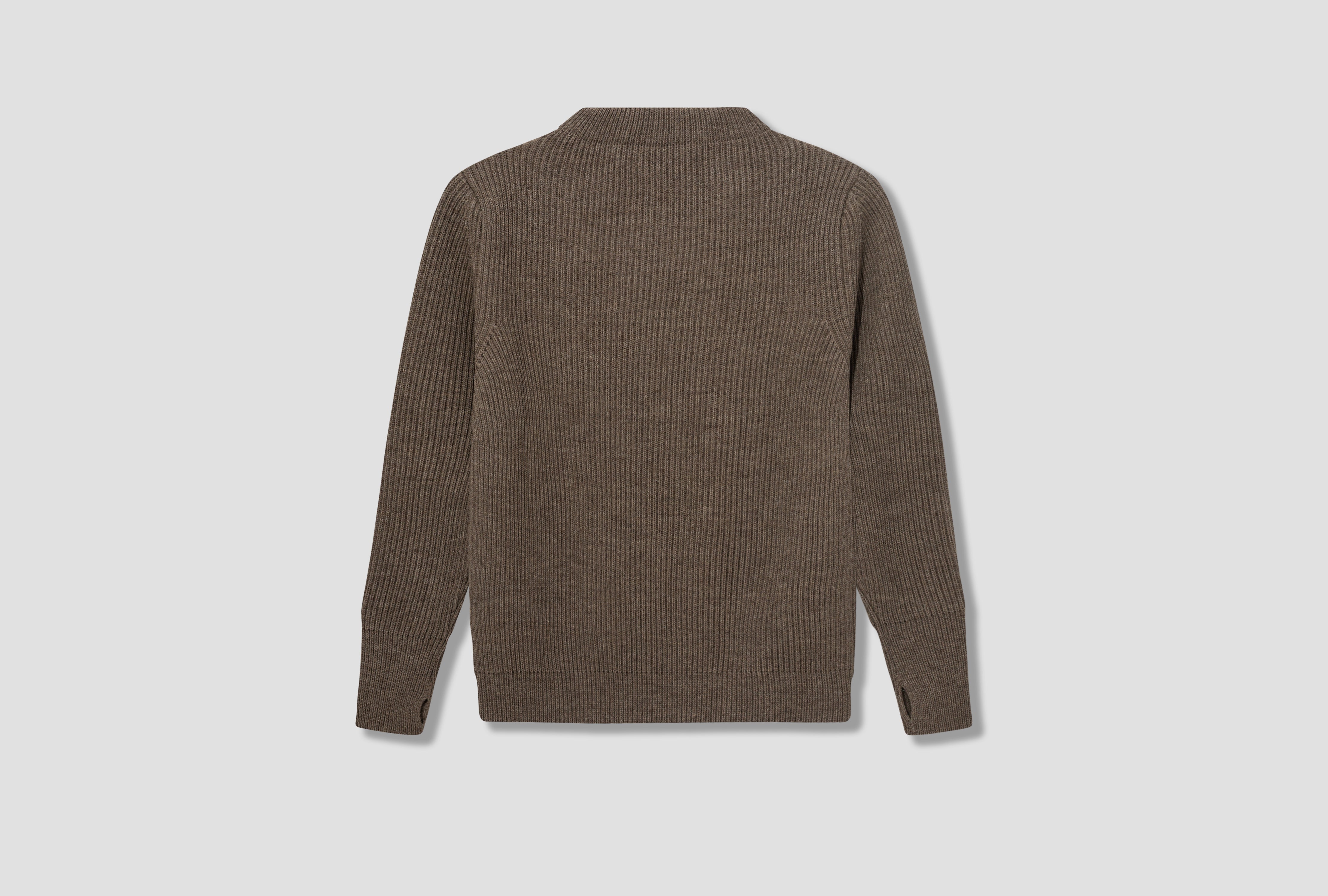 NAVY CREWNECK - G5 / UNDYED YARN Light brown