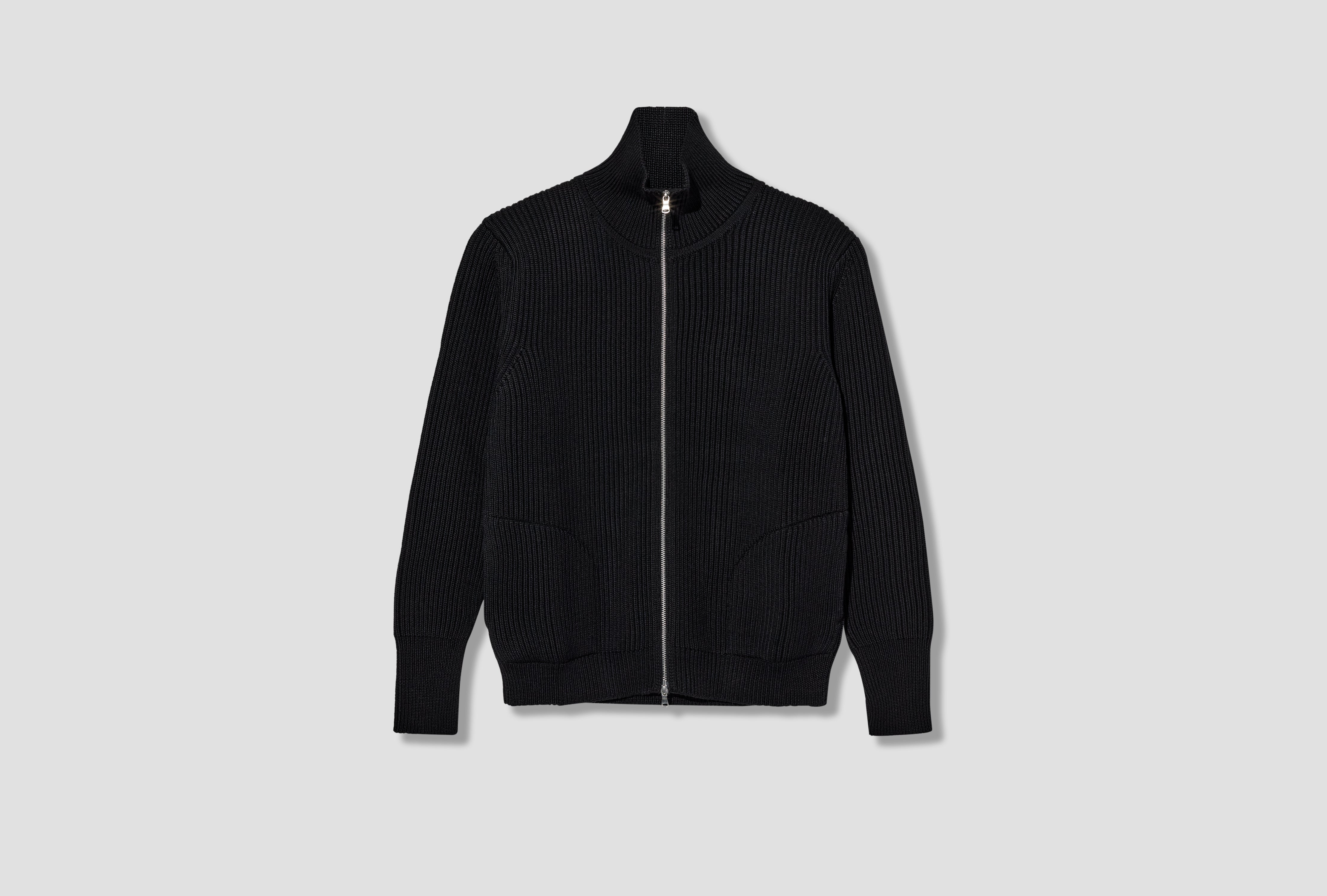 NAVY FULL-ZIP POCKETS - 5 GAUGE / SIGNATURE YARN Black