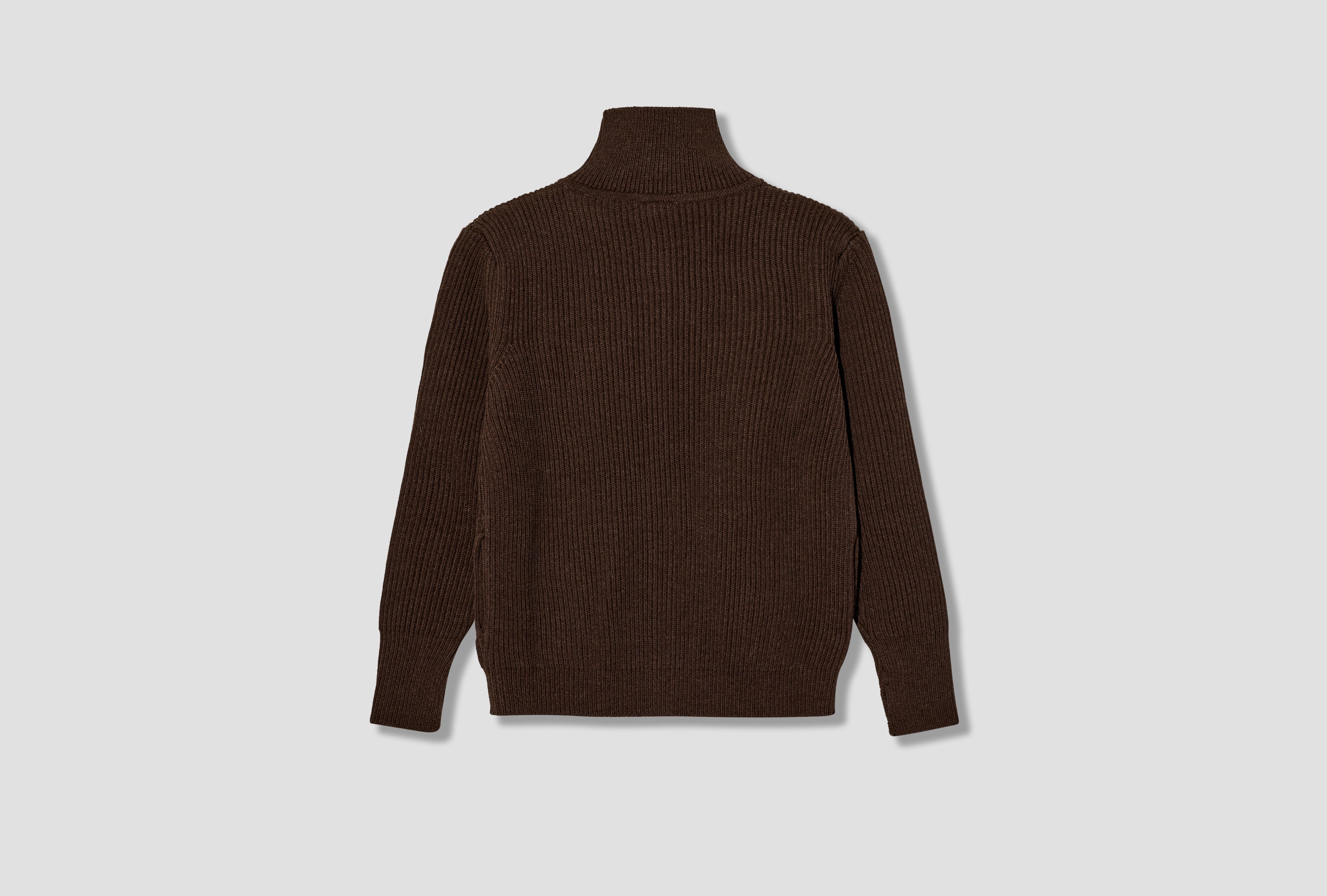 NAVY FULL-ZIP POCKETS - 5 GAUGE / UNDYED YARN Brown
