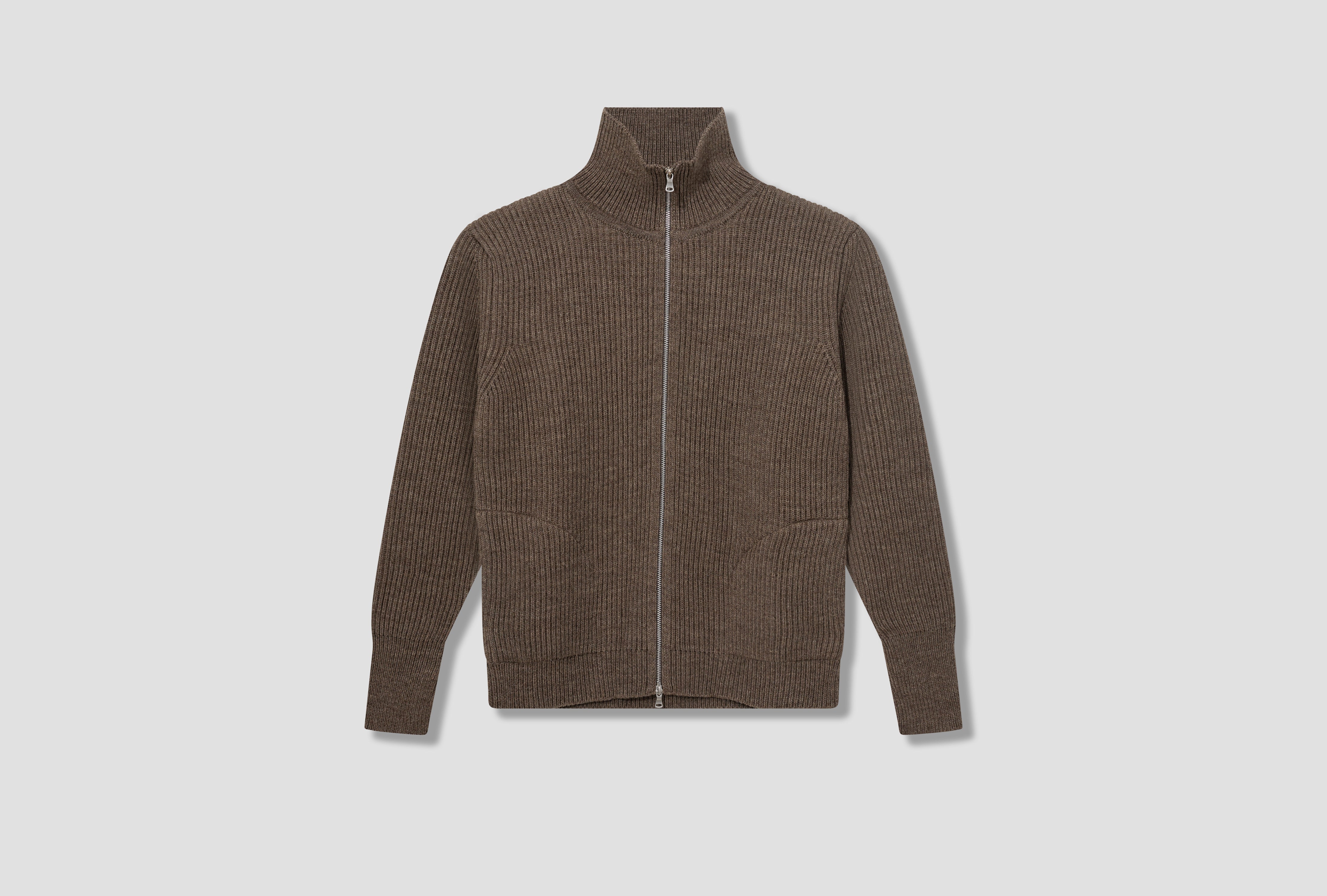 NAVY FULL-ZIP POCKETS - G5 / UNDYED YARN Light brown