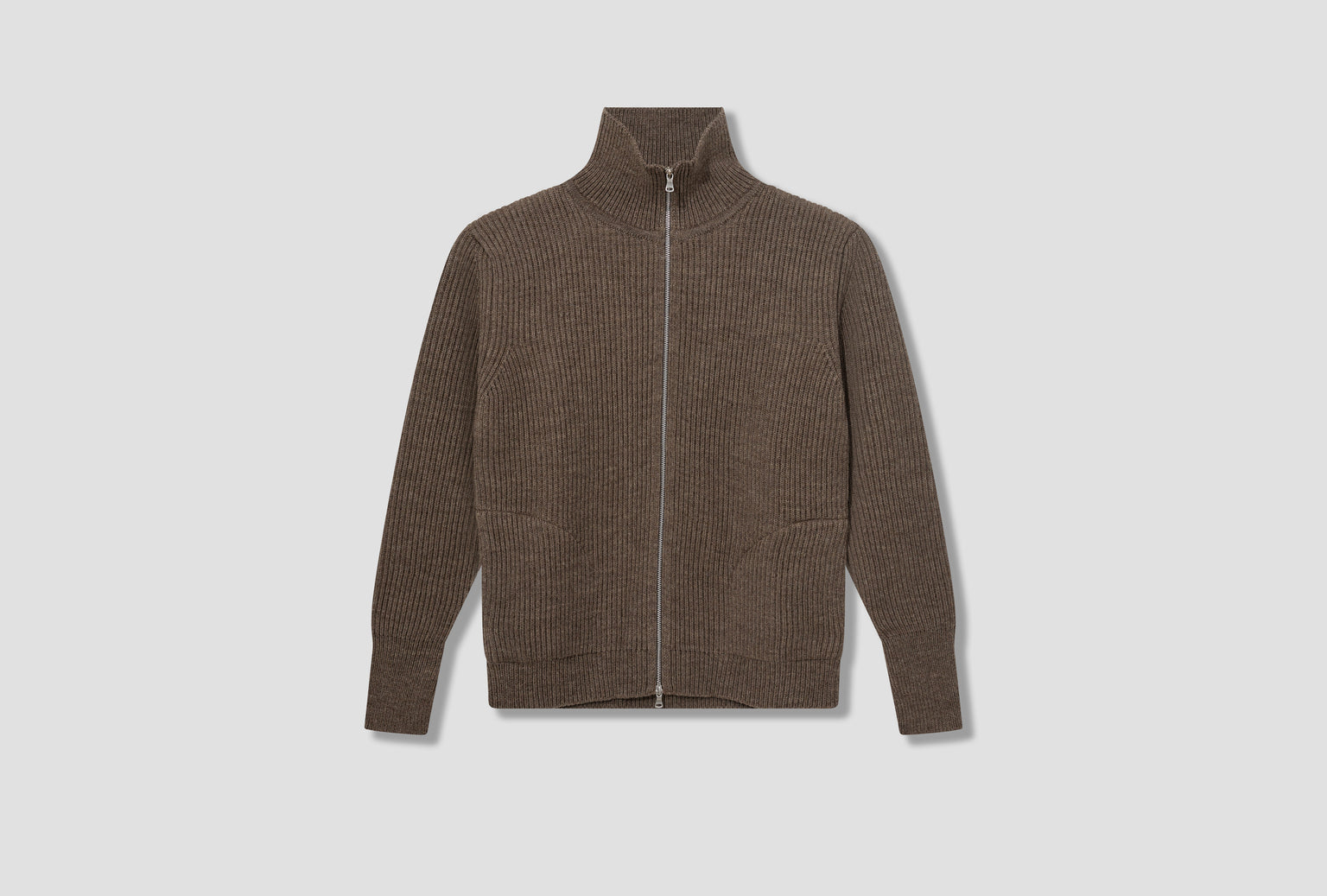 NAVY FULL-ZIP POCKETS - G5 / UNDYED YARN Light brown