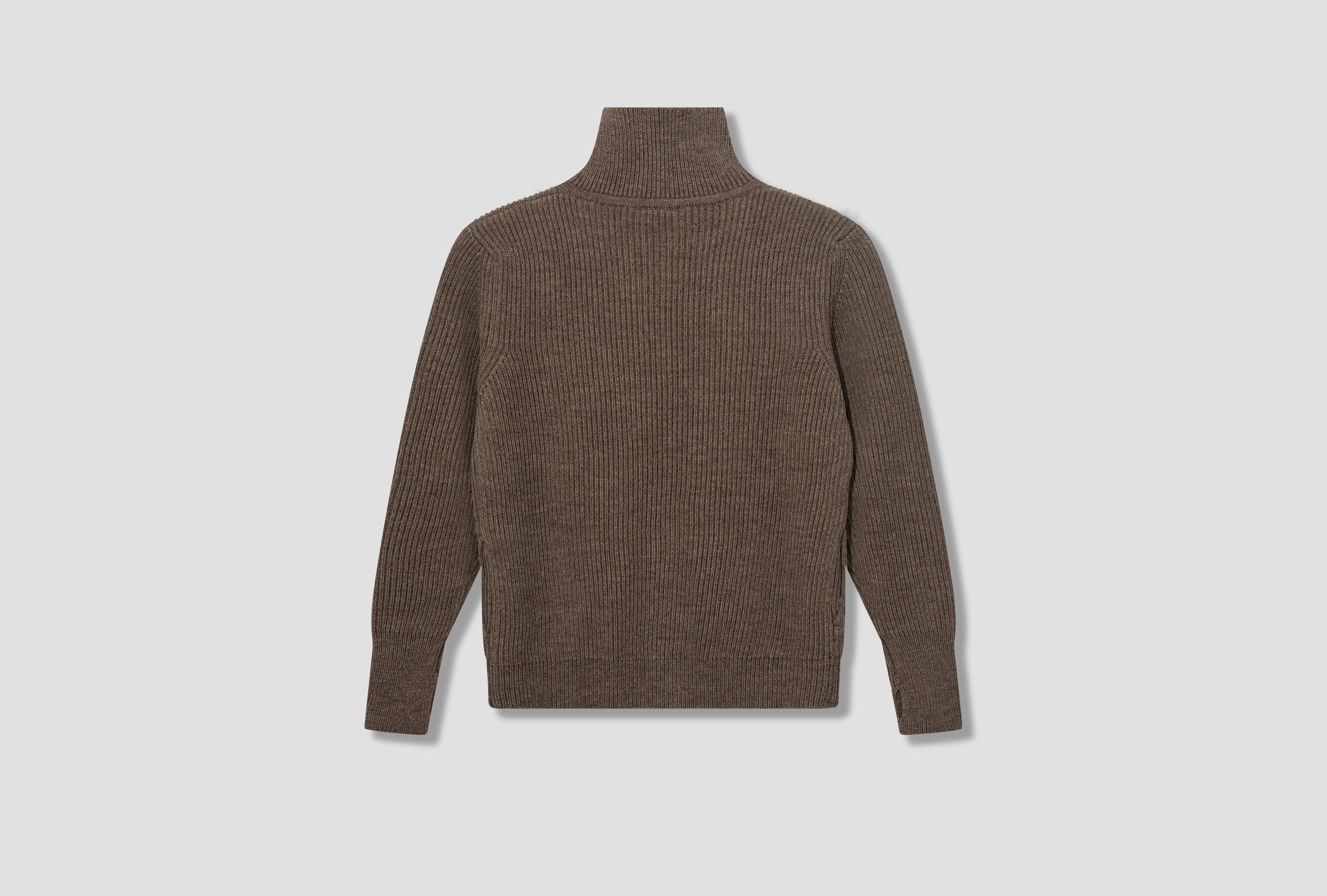 NAVY FULL-ZIP POCKETS - G5 / UNDYED YARN Light brown