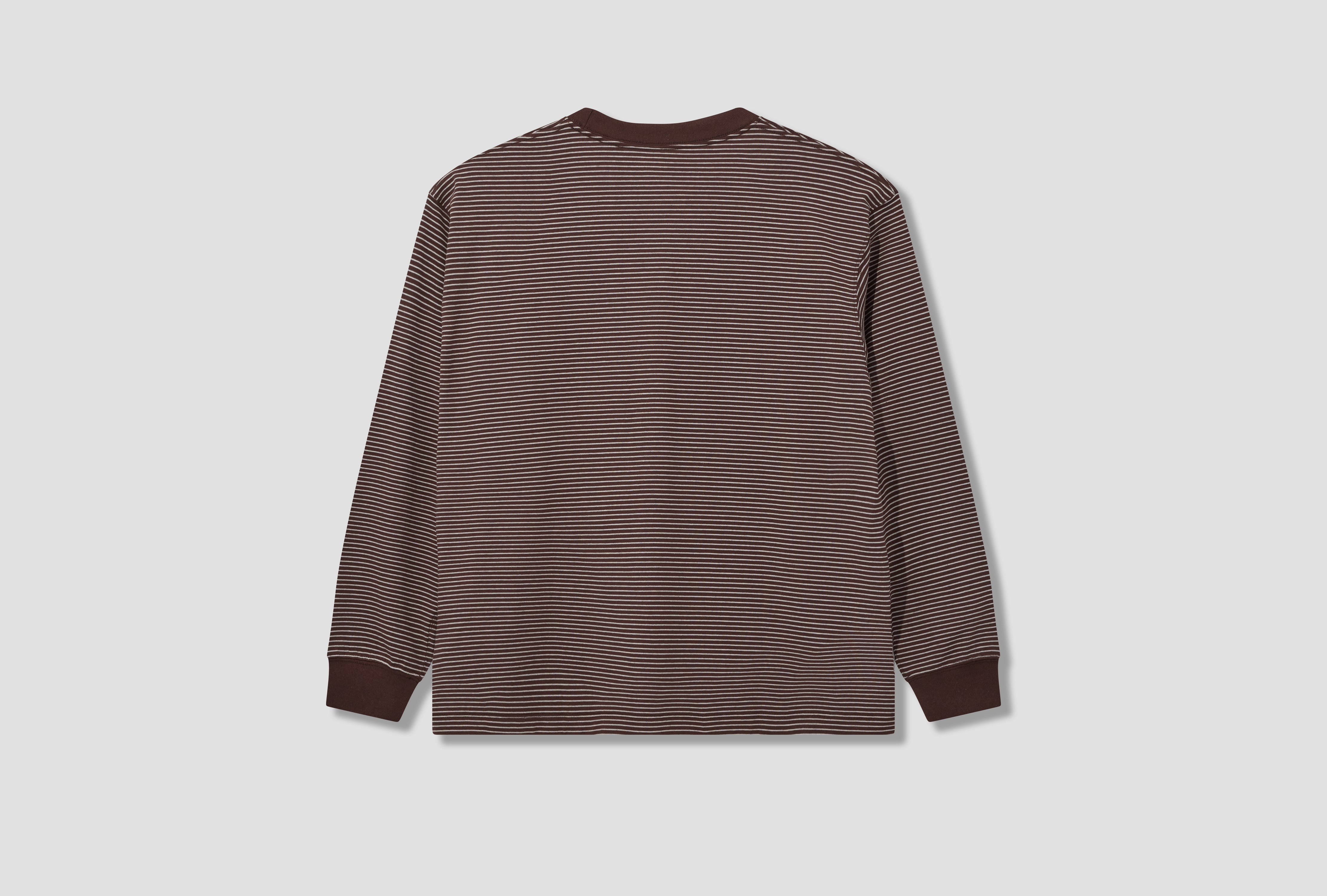 STRIPE LONG SLEEVE T-SHIRT - T/C OPEN END JERSEY #DT-C0200 TCB Dark brown