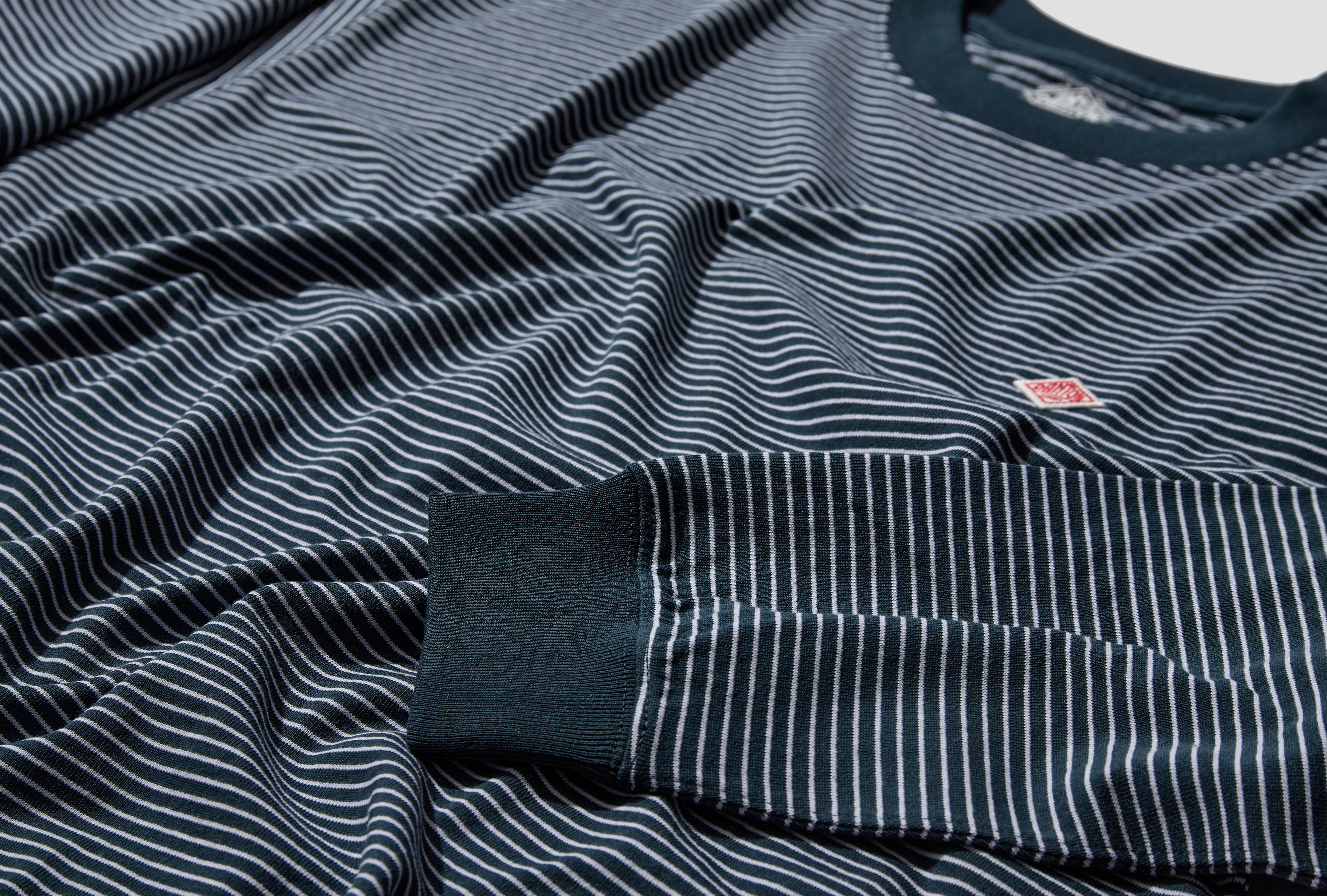 LONG SLEEVE T-SHIRT STRIPE - T/C OPEN END JERSEY #DT-C0200 TCB Green