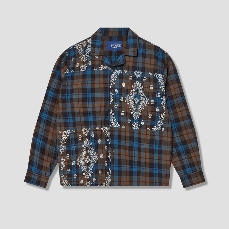 PAISLEY PRINTED FLANNEL SHIRT AWK-FW23-TP001 Brown