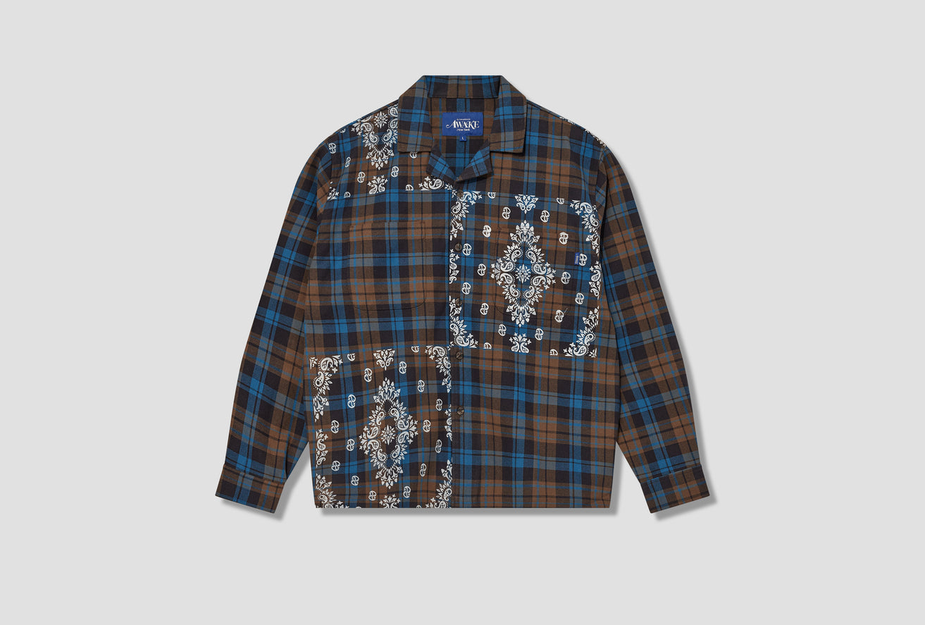 PAISLEY PRINTED FLANNEL SHIRT AWK-FW23-TP001 Brown