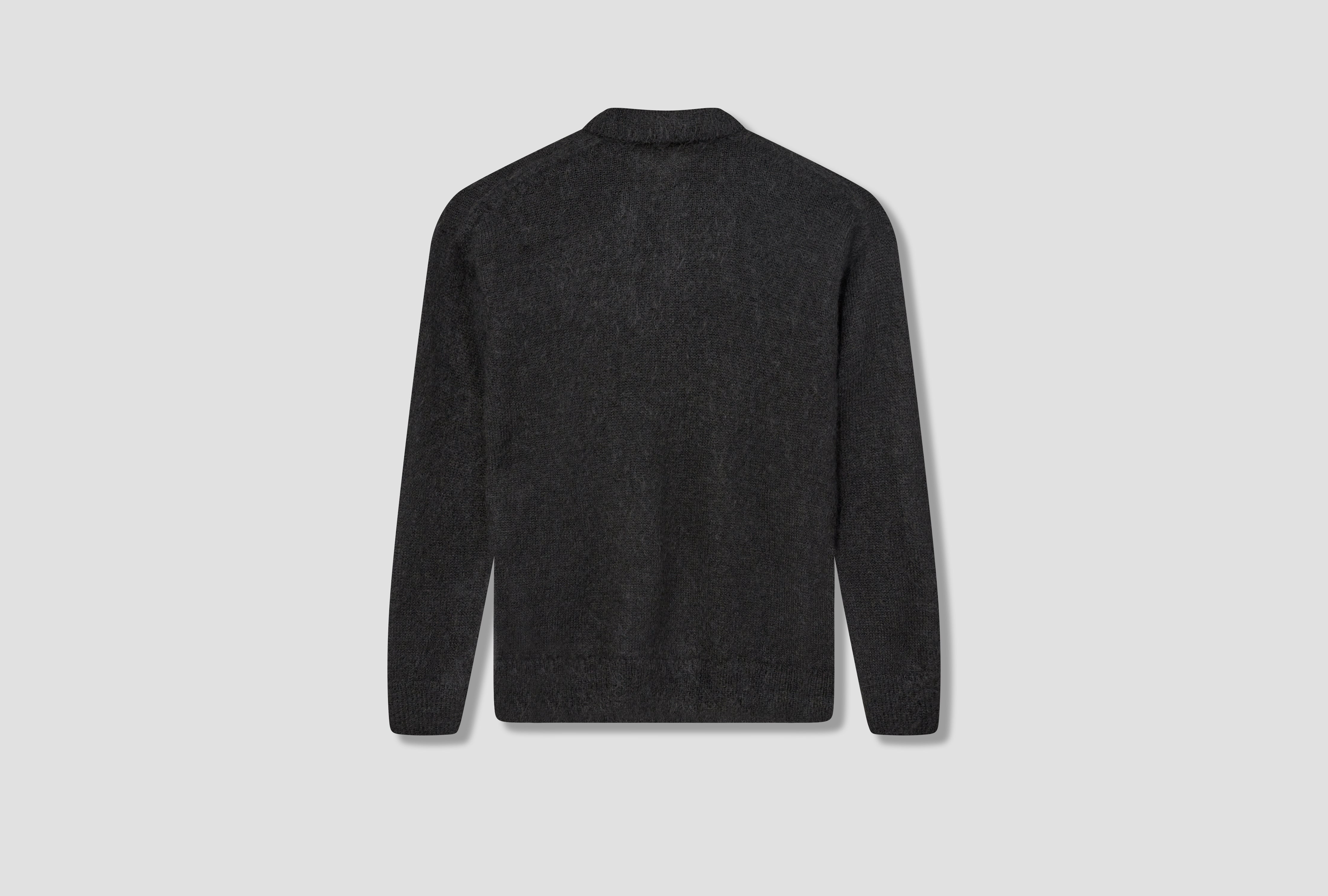 AURALEE BRUSHED SUPER KID MOHAIR KNIT POLO A23AP03KM Black – HARRESØ