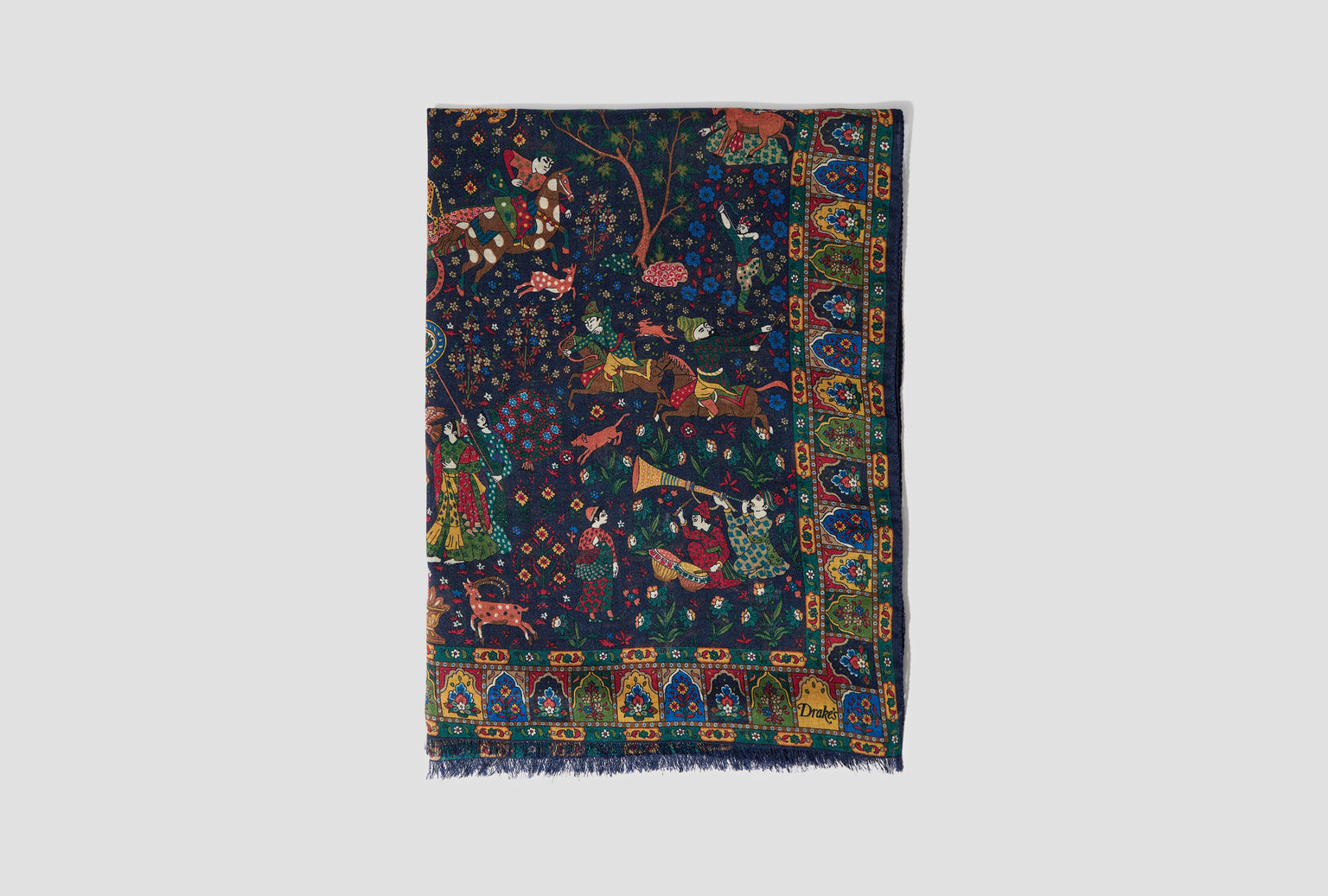 MOGHUL GARDEN WOOL-SILK SCARF DR1AB1 22218-01 Navy