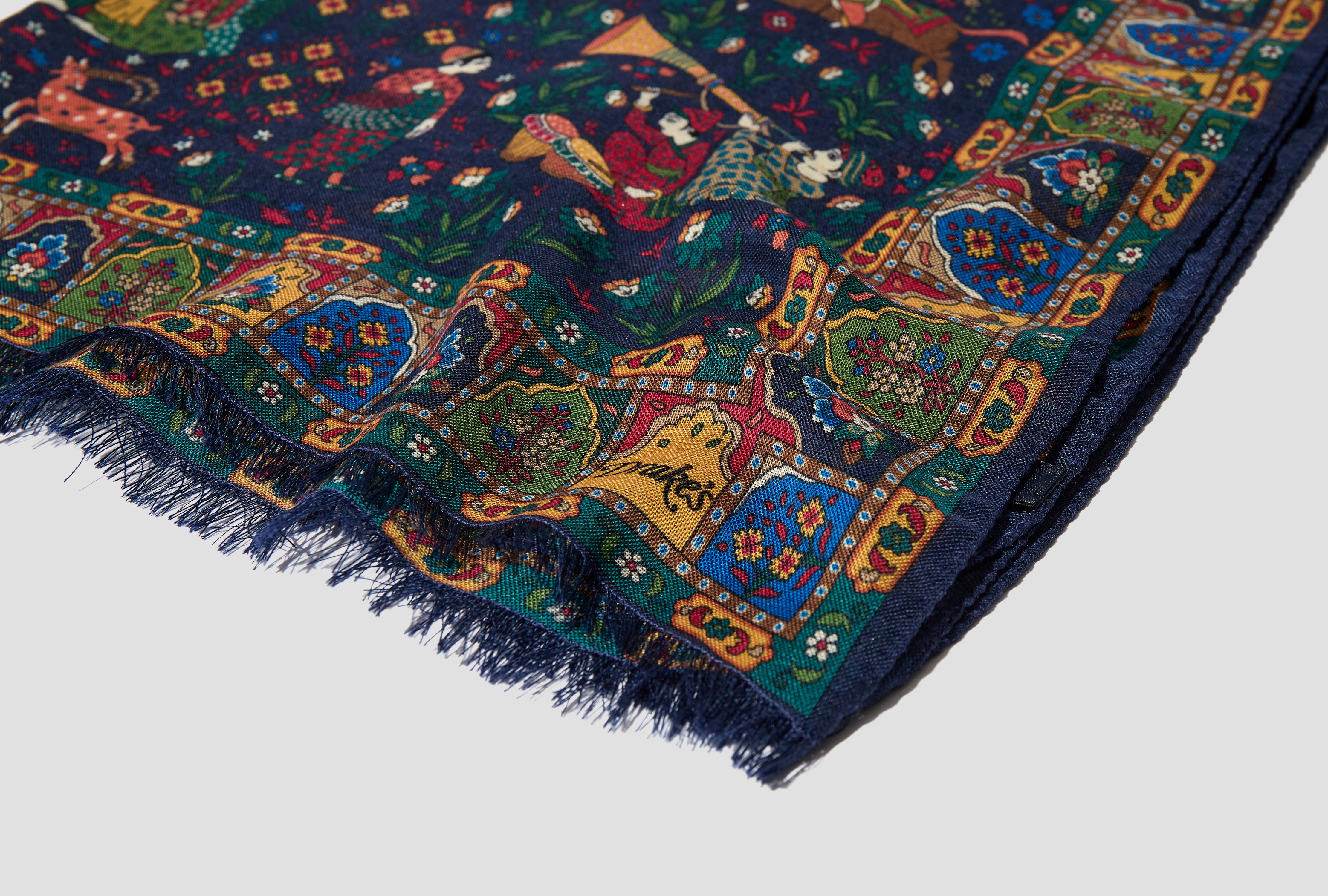 MOGHUL GARDEN WOOL-SILK SCARF DR1AB1 22218-01 Navy