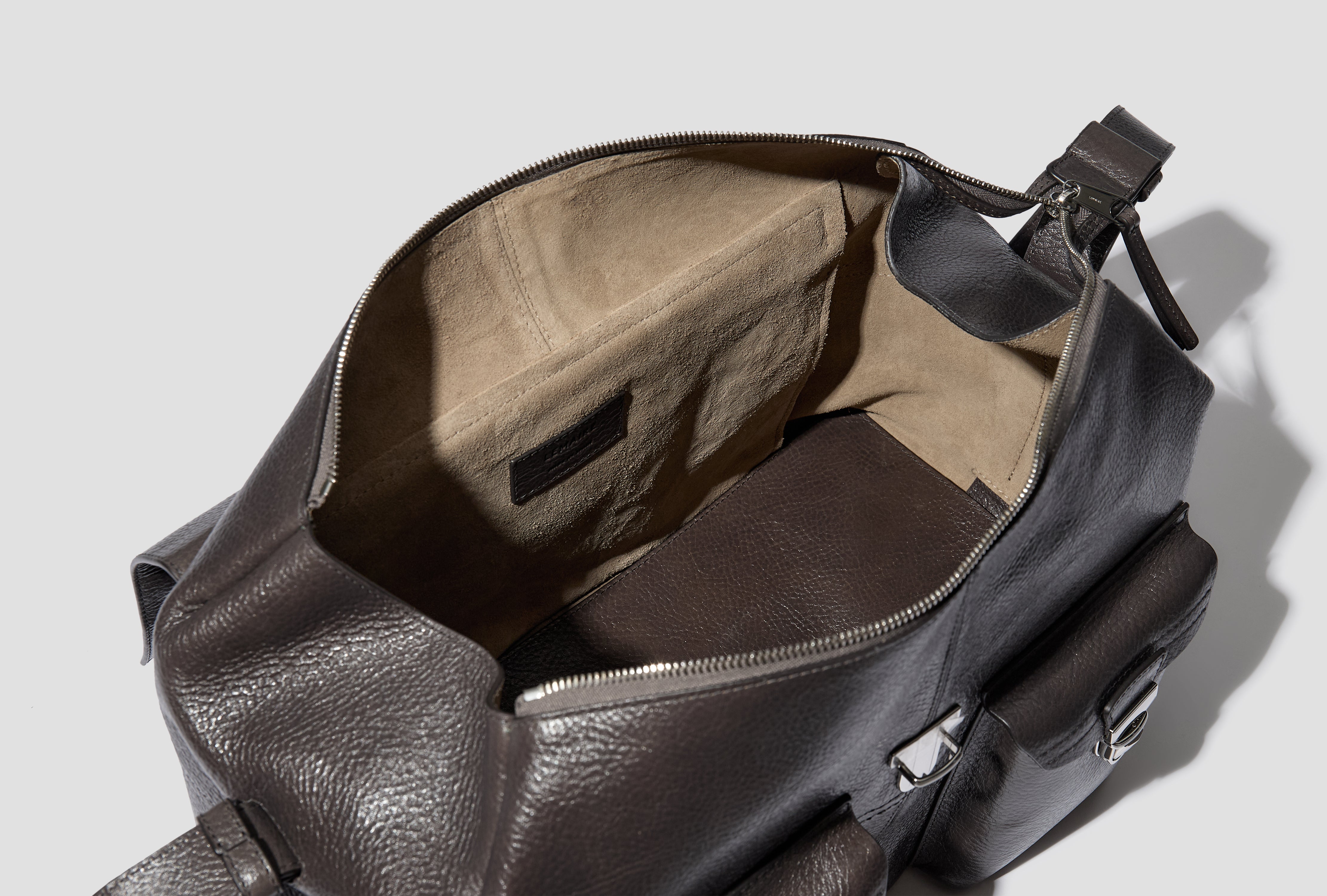 WEEK-END GEAR BAG - GLOSSY VEGETABLE LEATHER BG0083 LL0067 Dark grey