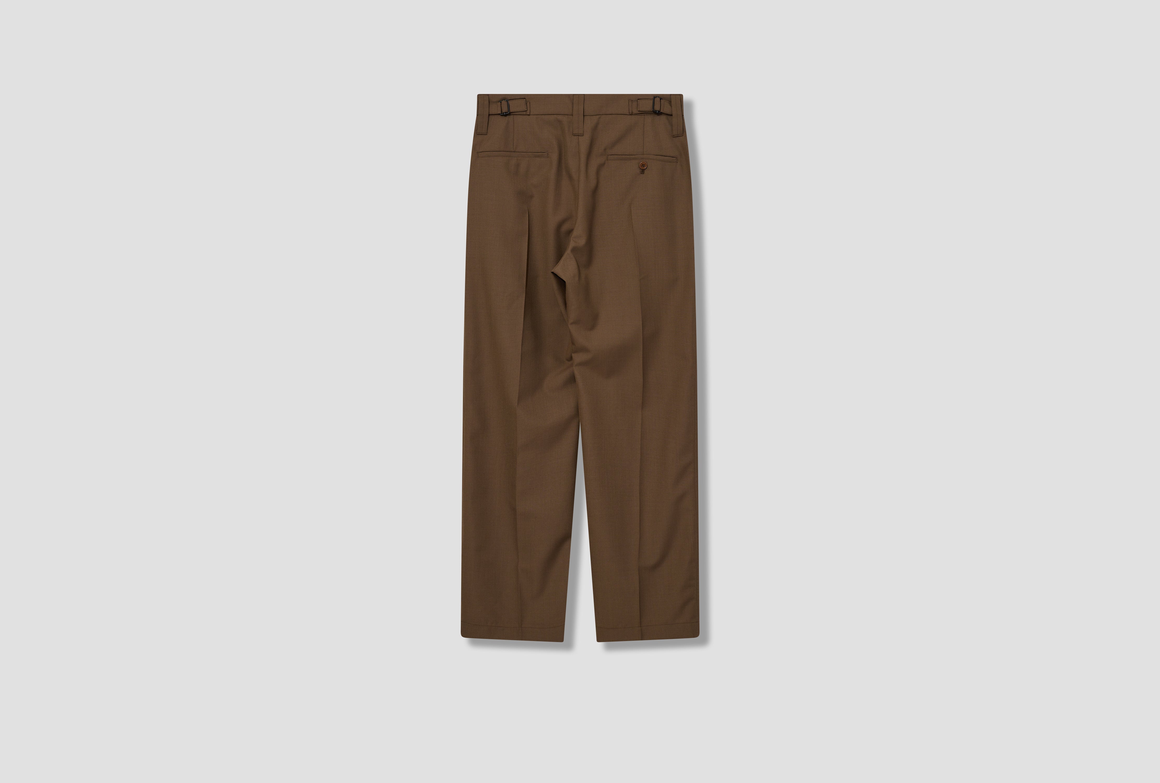 ONE PLEAT PANTS - TROPICAL POLY WOOL PA1080 LF414 Brown