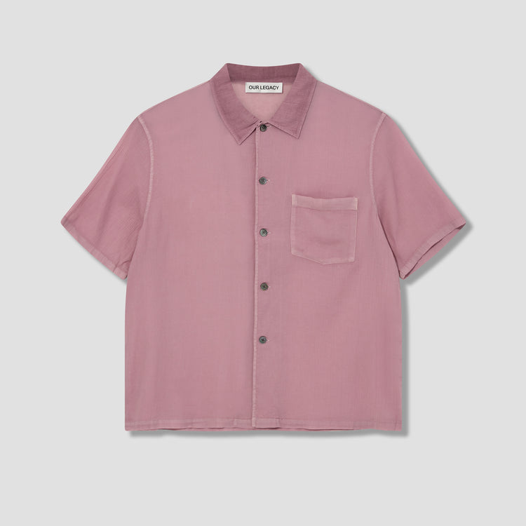 BOX SHIRT SHORTSLEEVE - DUSTY LILAC COATED VOILE M2242BLV