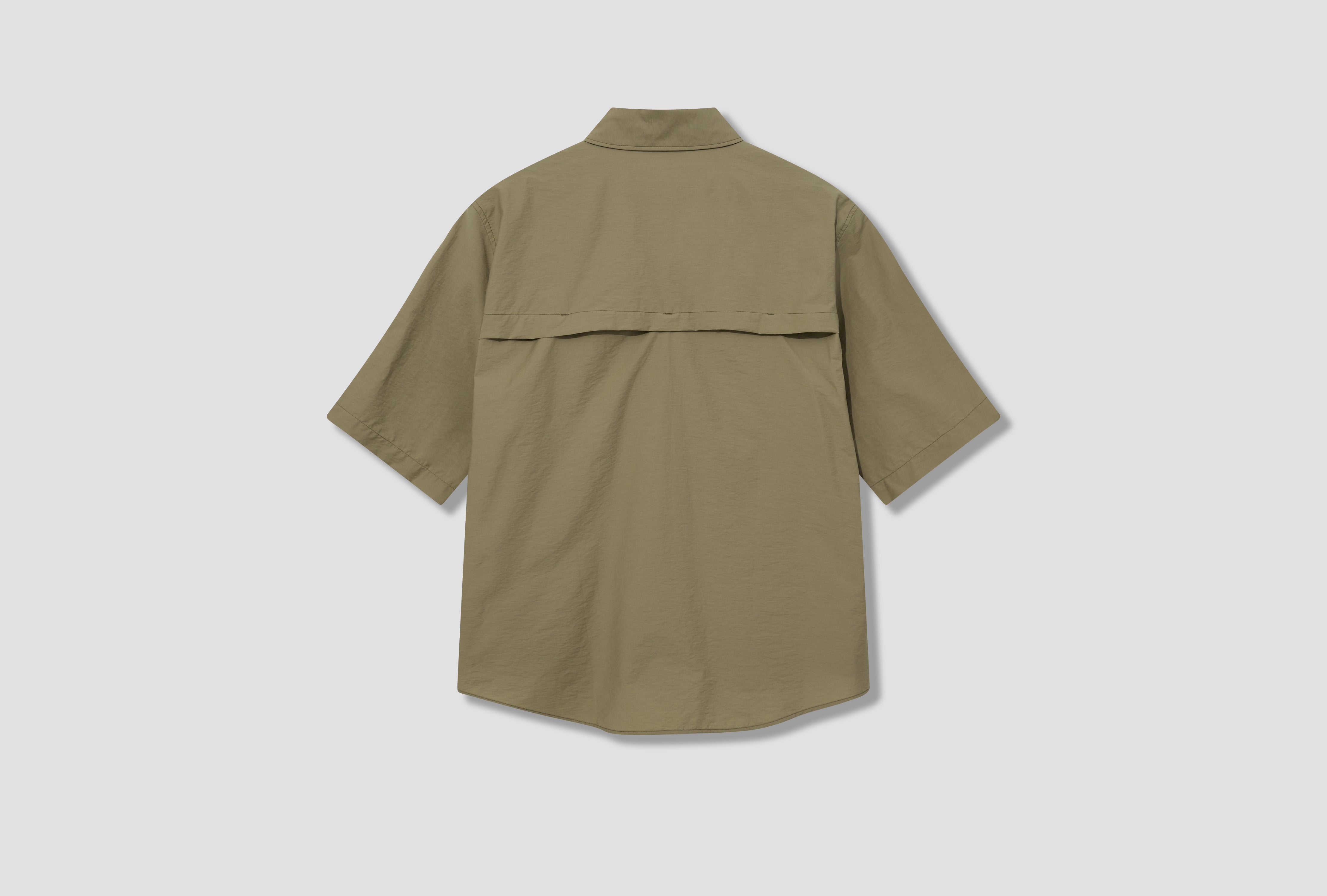 DOUBLE POCKET SHORT SLEEVE SHIRT - WASHED TECHNICAL COTTON SH1079 LF1234 Khaki