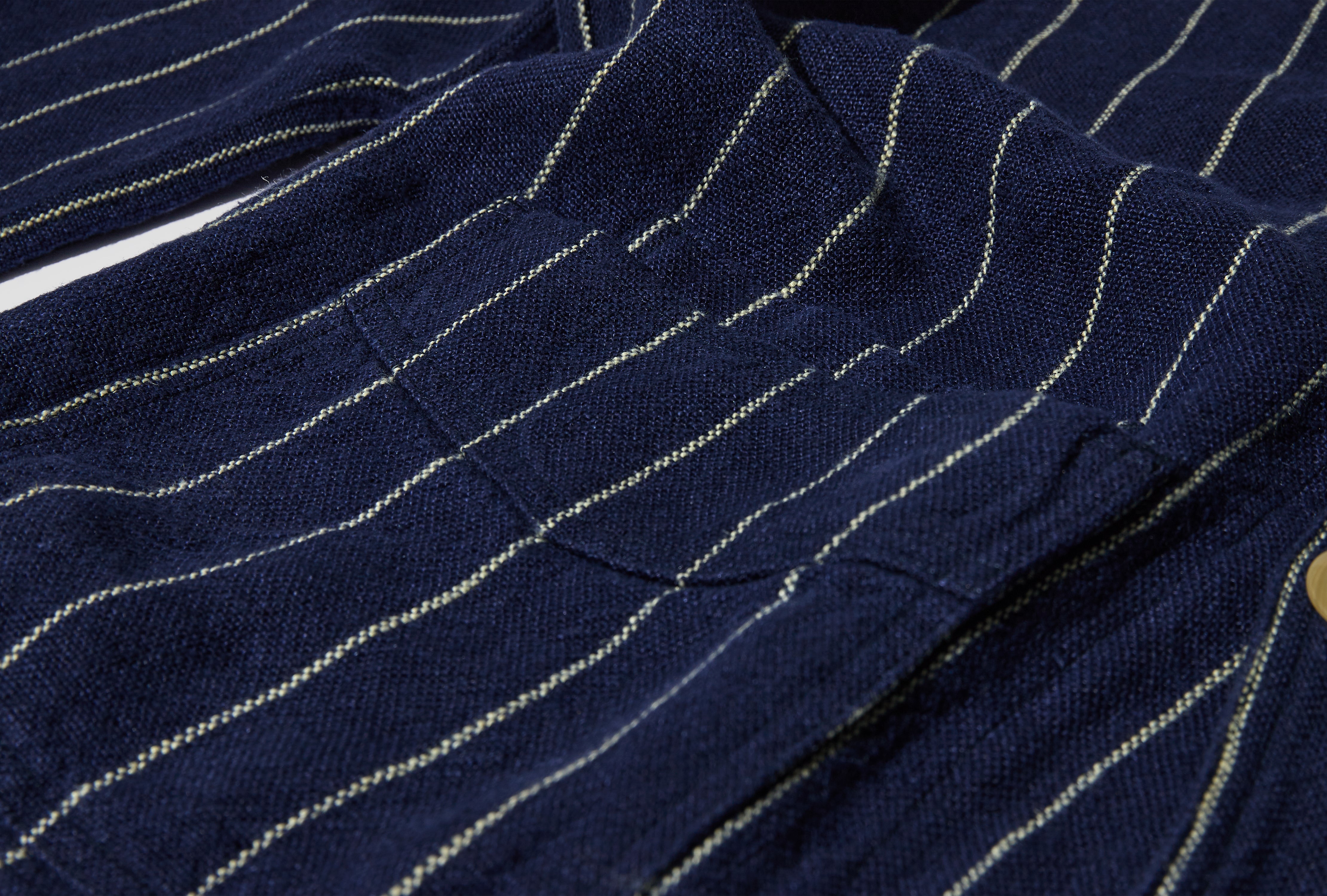 PIN STRIPE HEAVY LINEN CHORE DR2A1B 24052-01 Navy