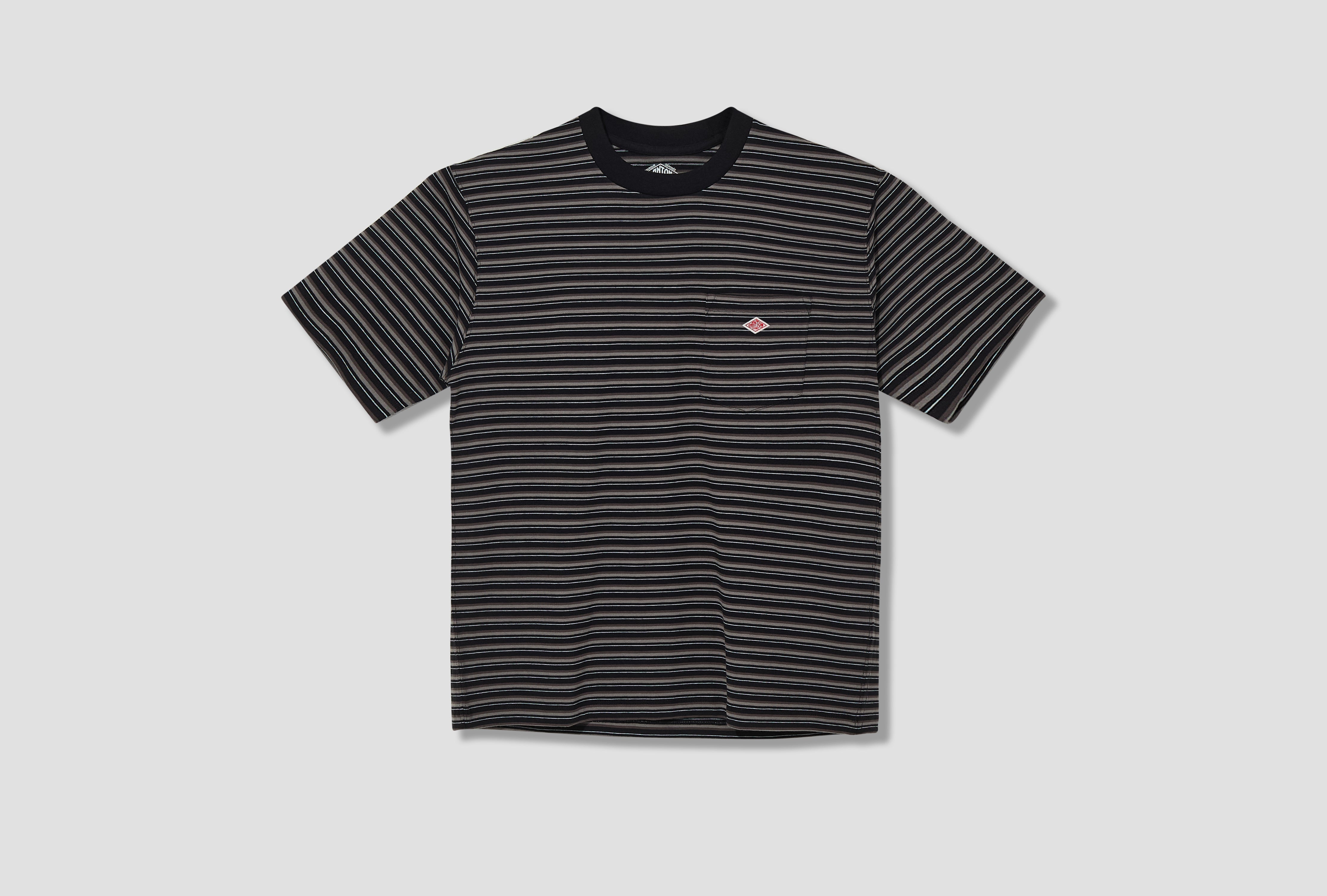 POCKET T-SHIRT STRIPE - T/C OPEN END JERSEY #DT-C0198 TCB Black