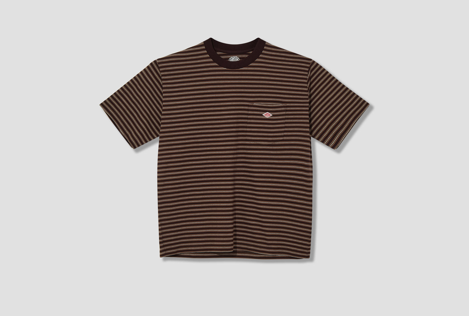 POCKET T-SHIRT STRIPE - T/C OPEN END JERSEY #DT-C0198 TCB Dark brown